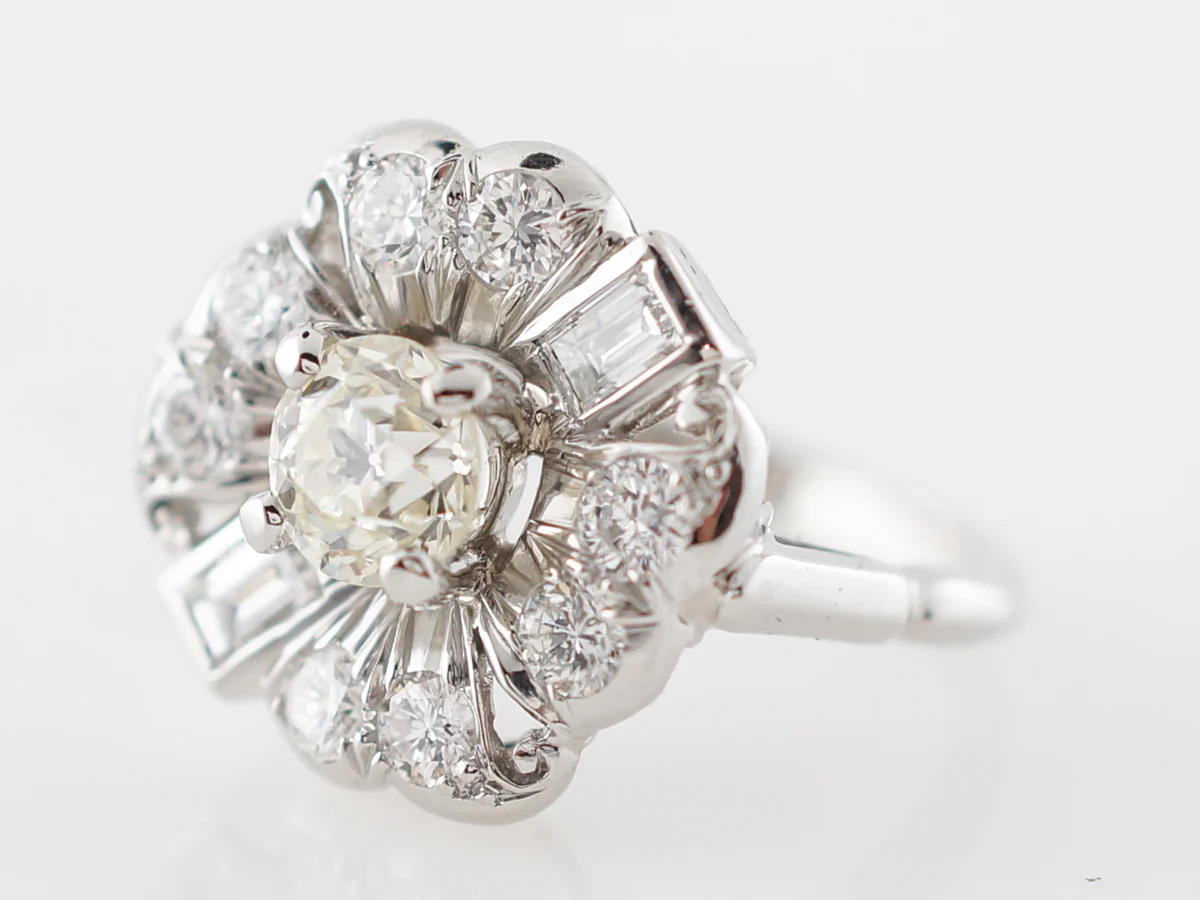 Vintage 1950's Diamond Cluster Engagement Ring in Platinum - Image 2