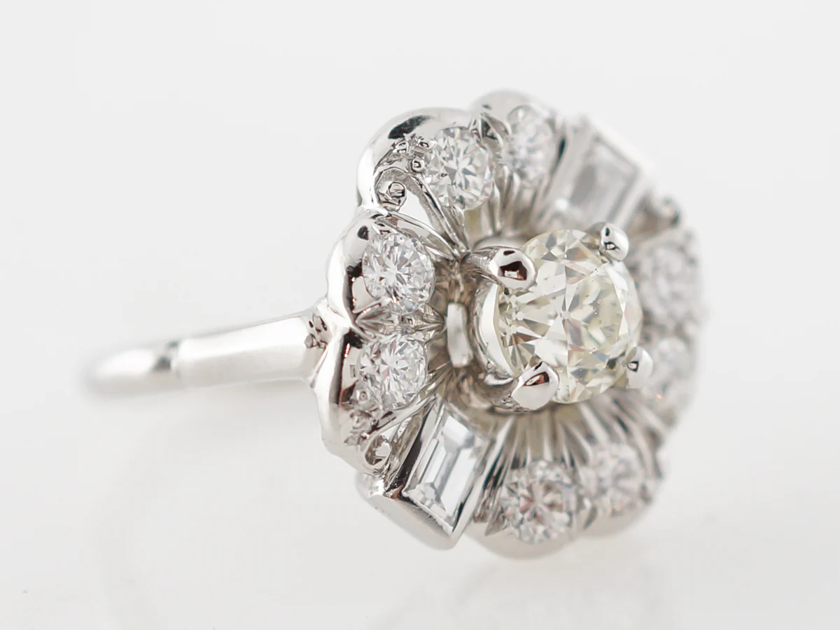 Vintage 1950's Diamond Cluster Engagement Ring in Platinum - Image 3