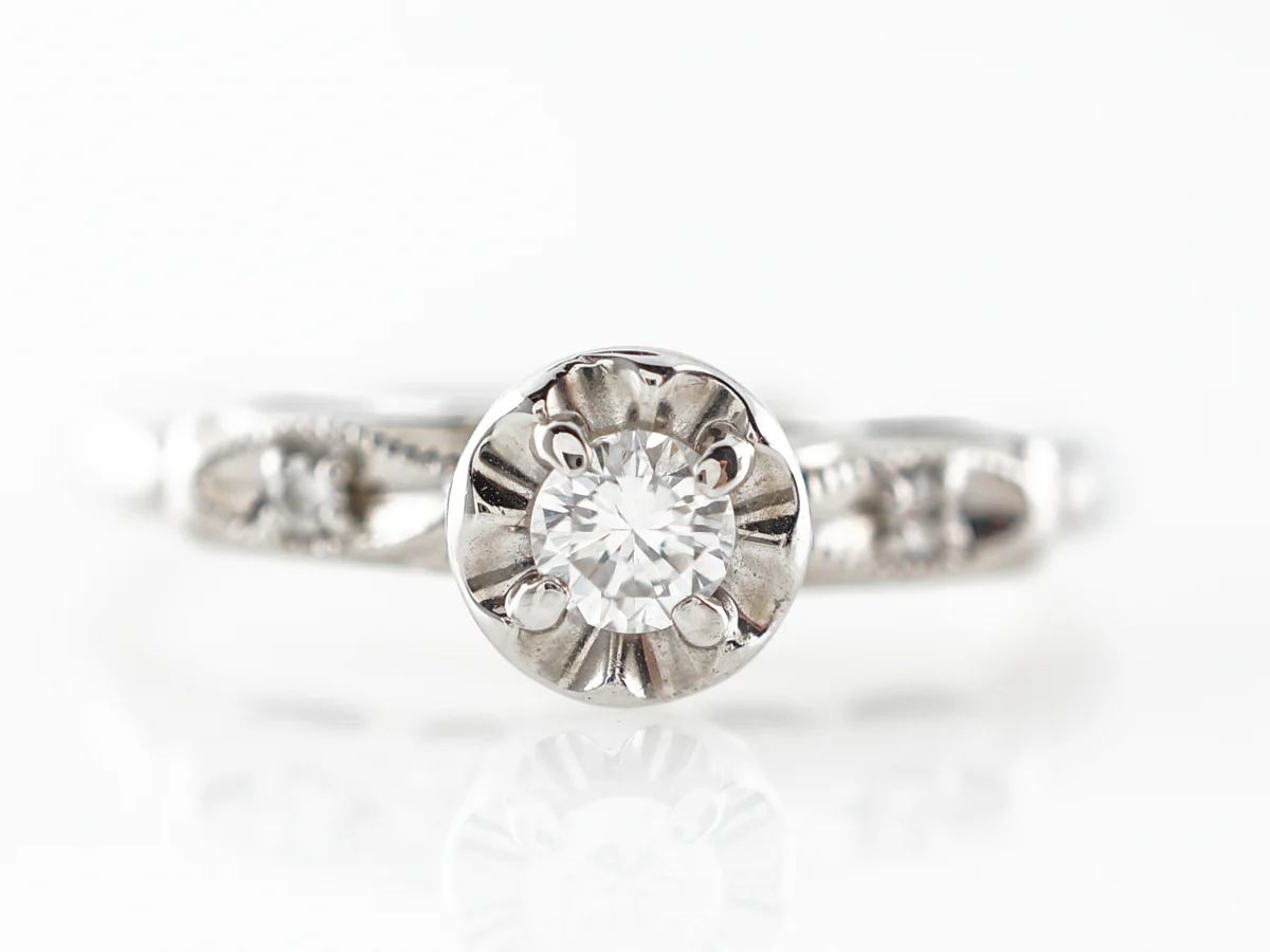 Vintage 1950's Diamond Engagement Ring in White Gold