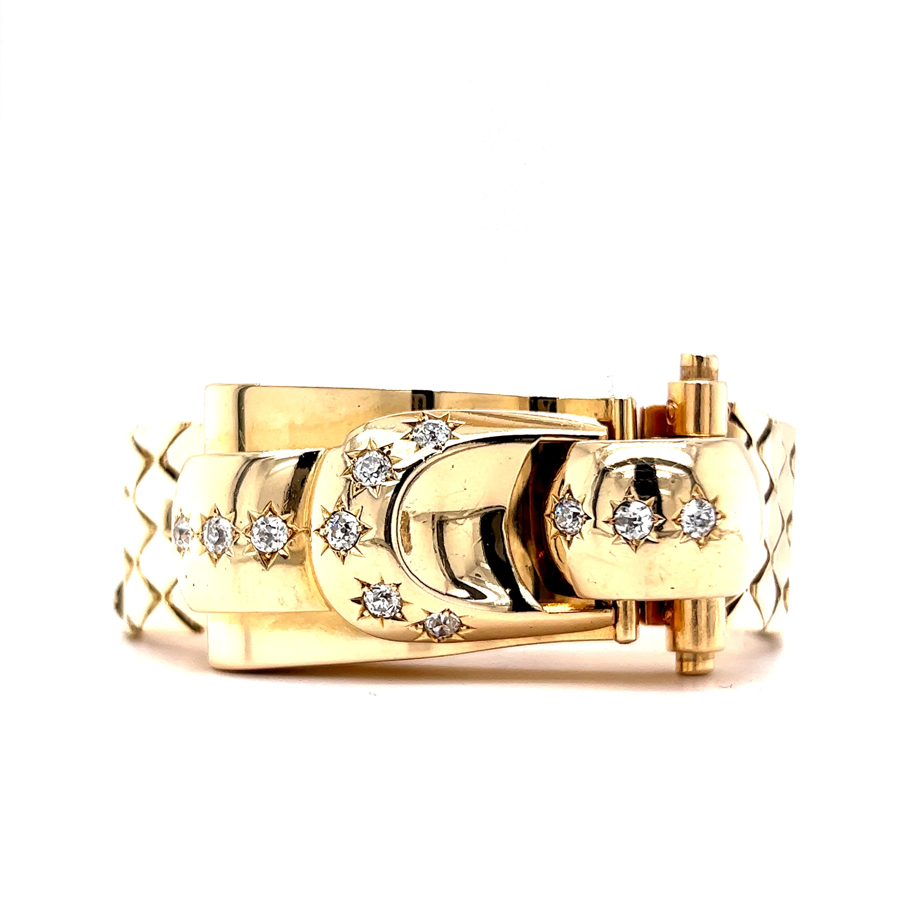 Vintage 1950's Diamond Watch Bracelet in 14k Yellow Gold