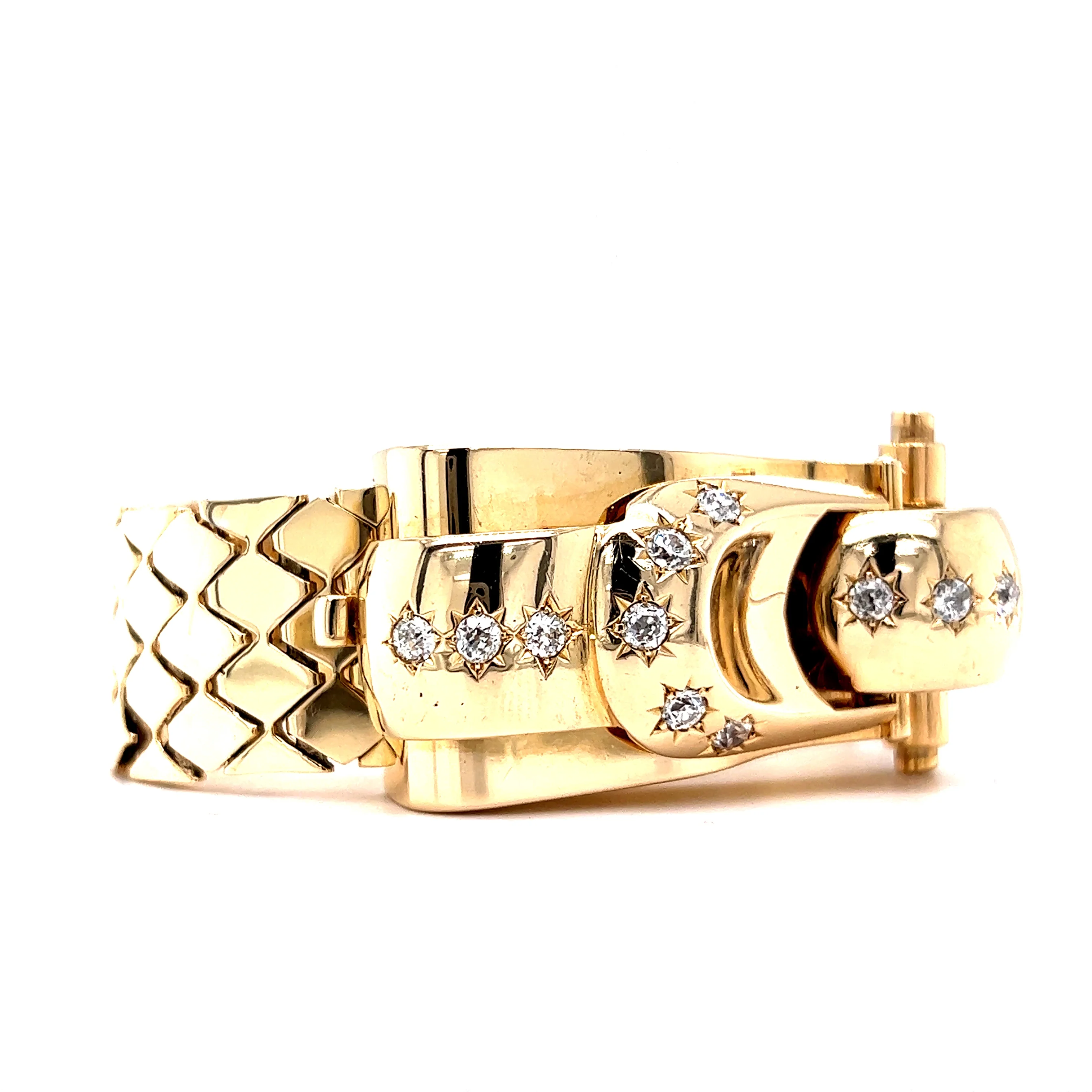 Vintage 1950's Diamond Watch Bracelet in 14k Yellow Gold - Image 3