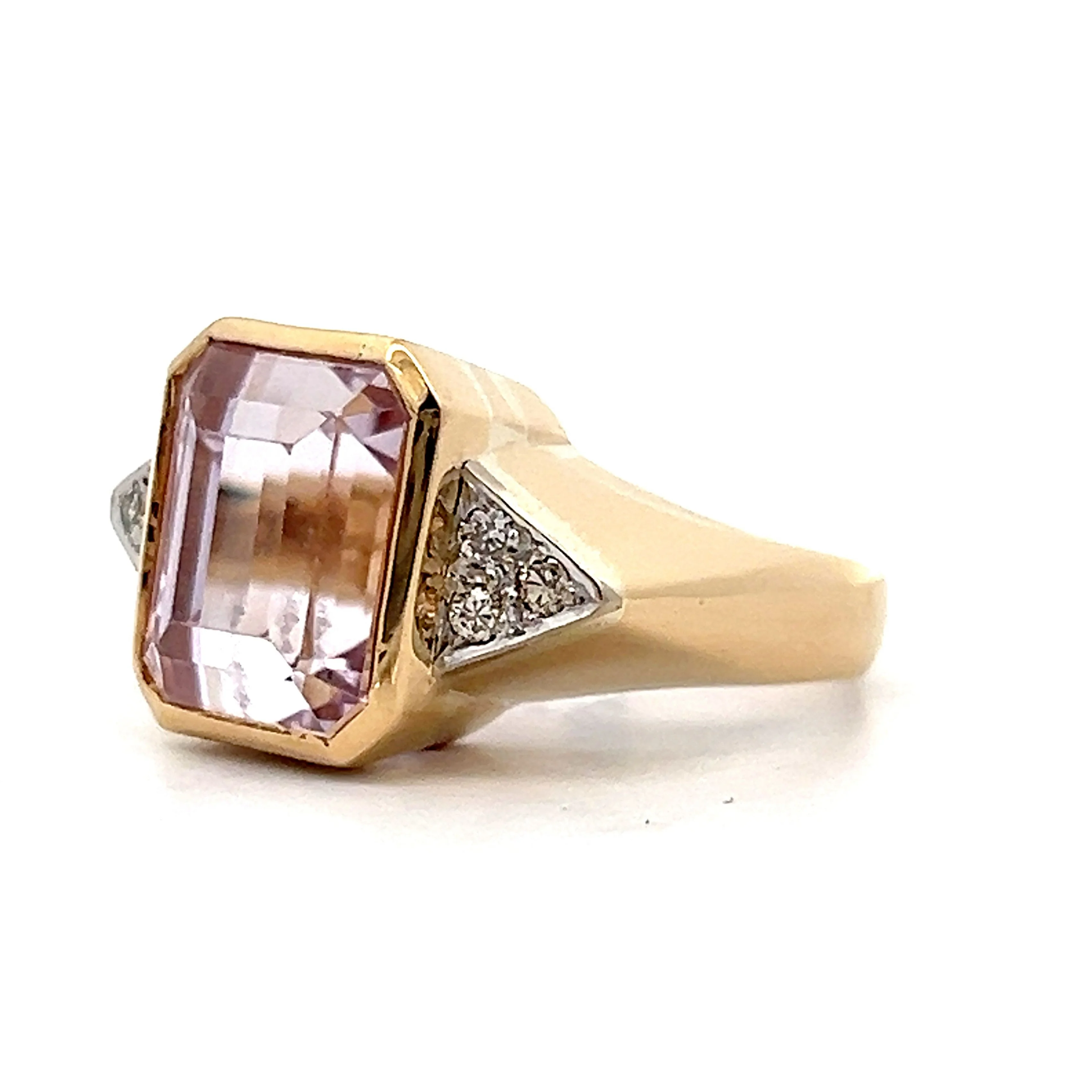 Vintage 1950's Kunzite Cocktail Ring in 18k Yellow Gold - Image 2