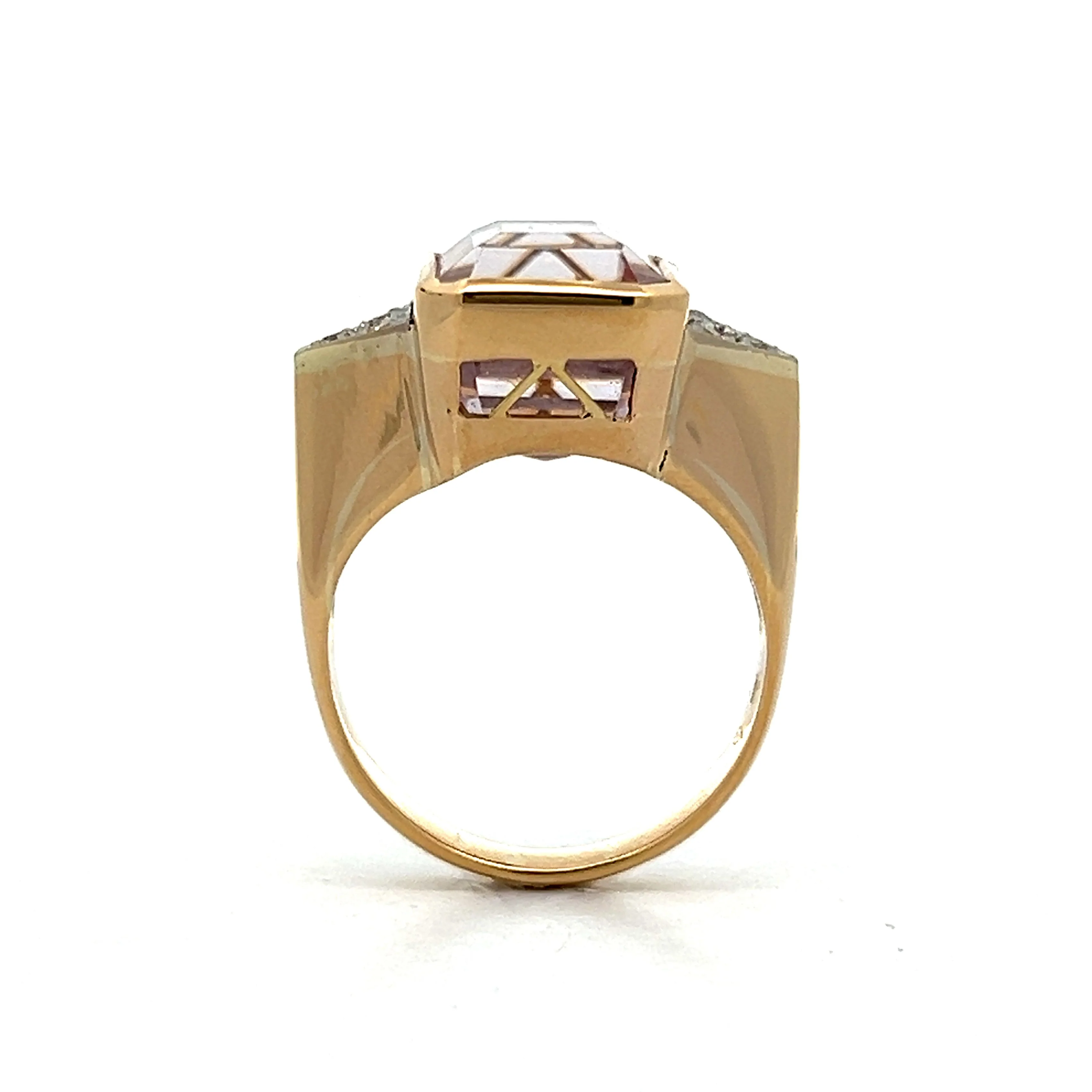 Vintage 1950's Kunzite Cocktail Ring in 18k Yellow Gold - Image 4