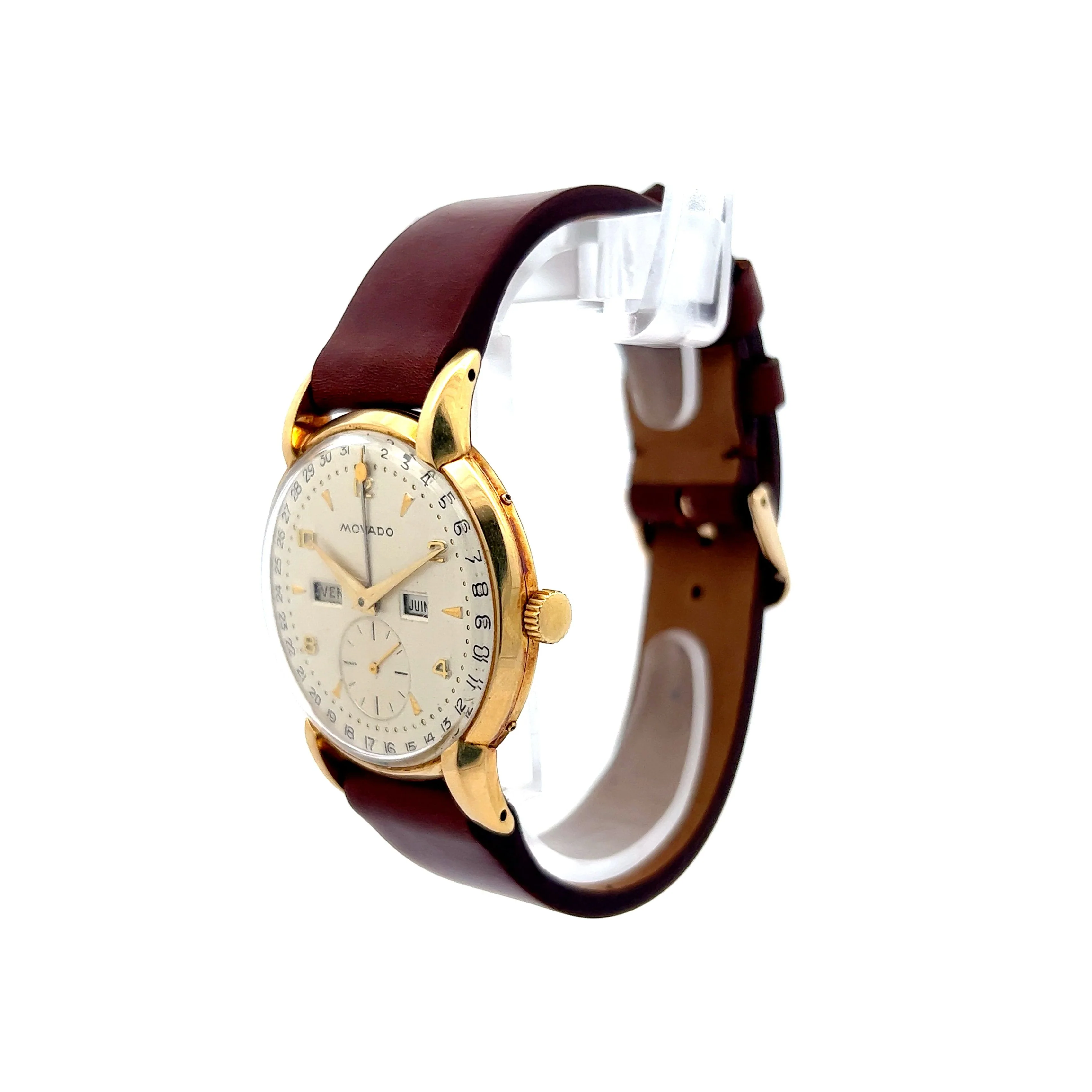 Vintage 1950's Movado Triple Calendar Watch 4862 in 18k Yellow Gold - Image 2