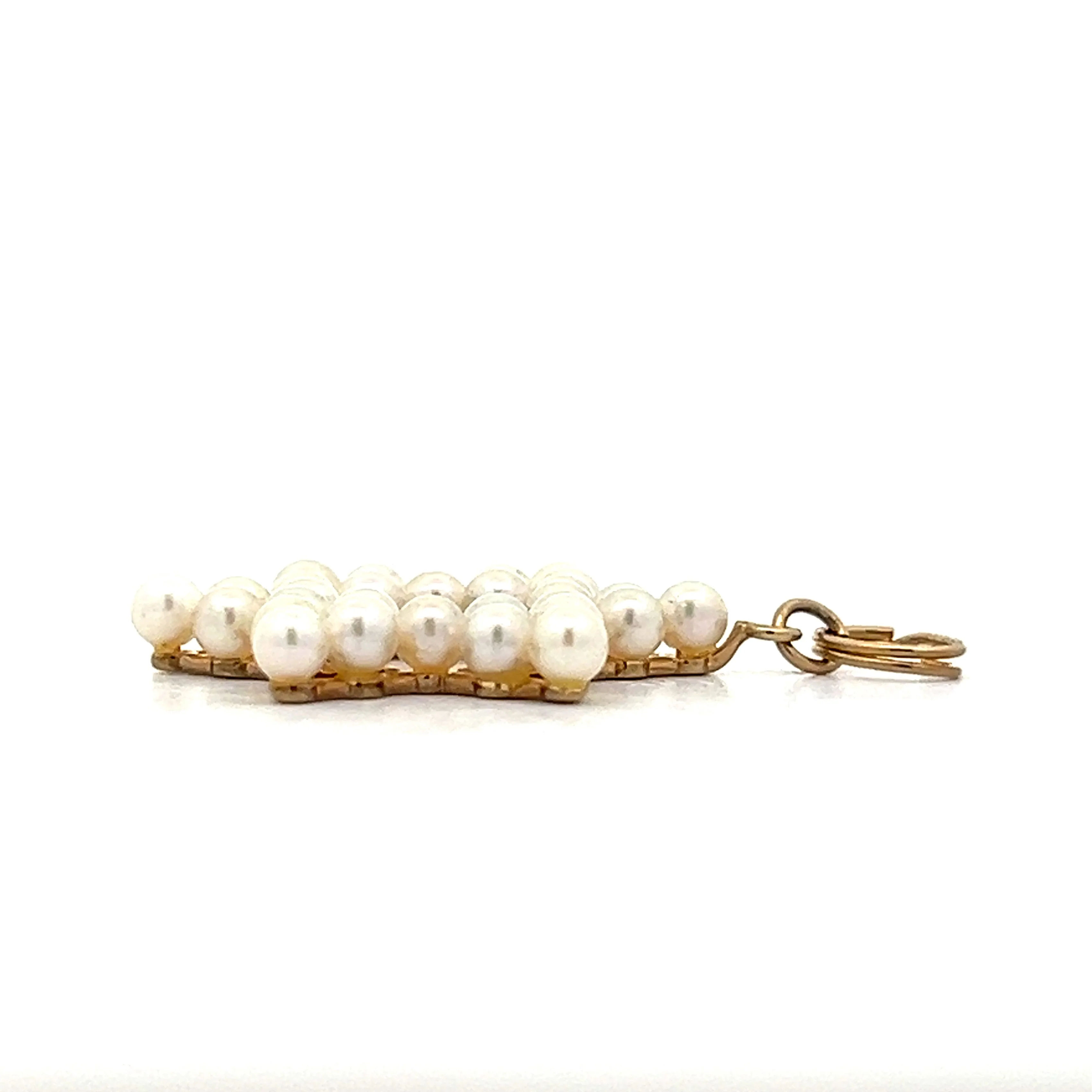 Vintage 1950s Pearl Pendant Necklace in 14k Yellow Gold - Image 3