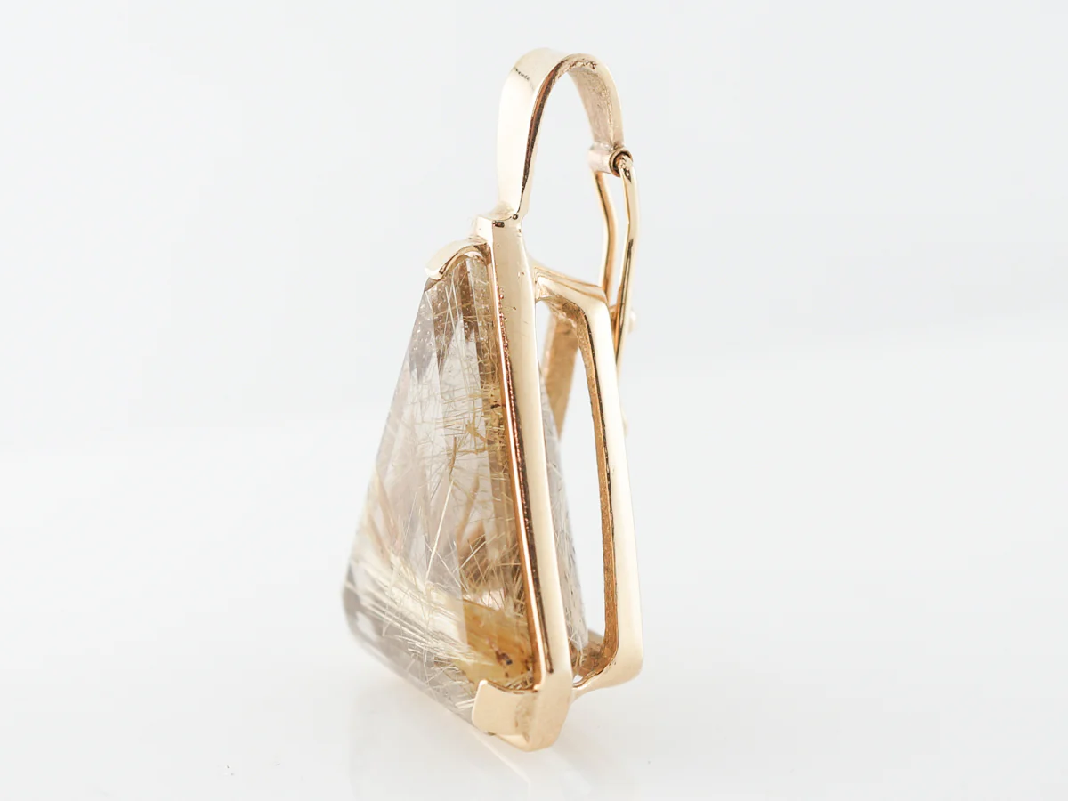 Vintage 1950's Rutilated Quartz Pendant in Yellow Gold - Image 2