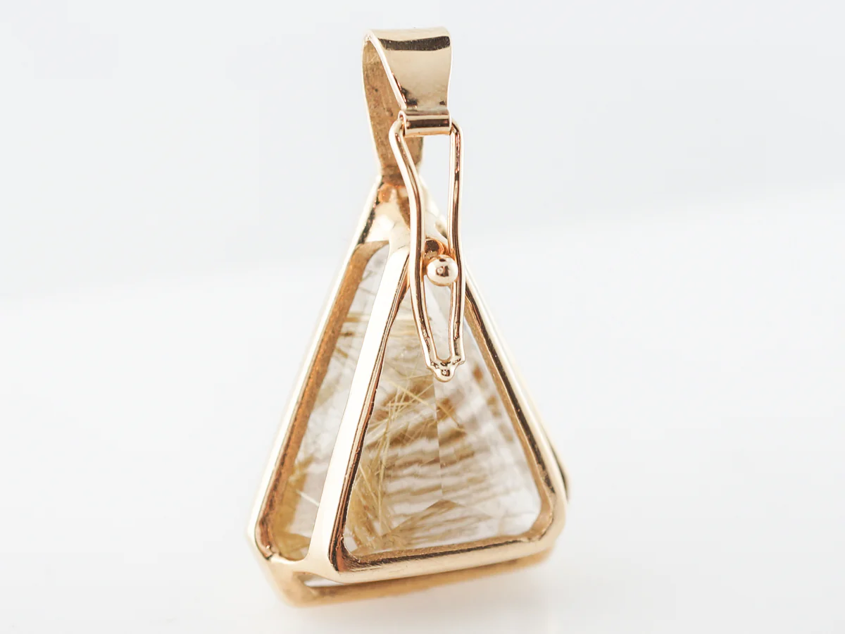 Vintage 1950's Rutilated Quartz Pendant in Yellow Gold - Image 3