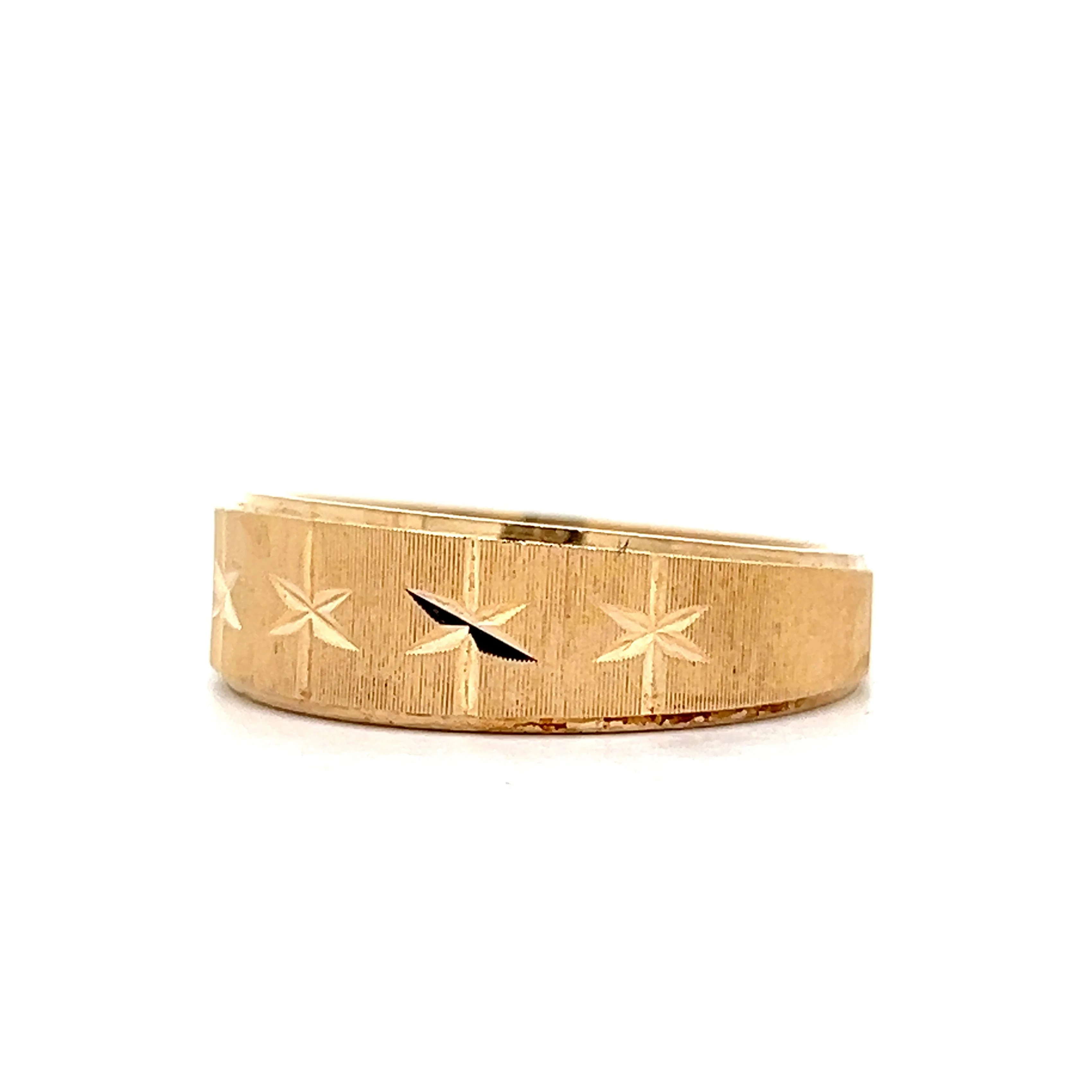 Vintage 1950's Star Wedding Band in 14k Yellow Gold - Image 2