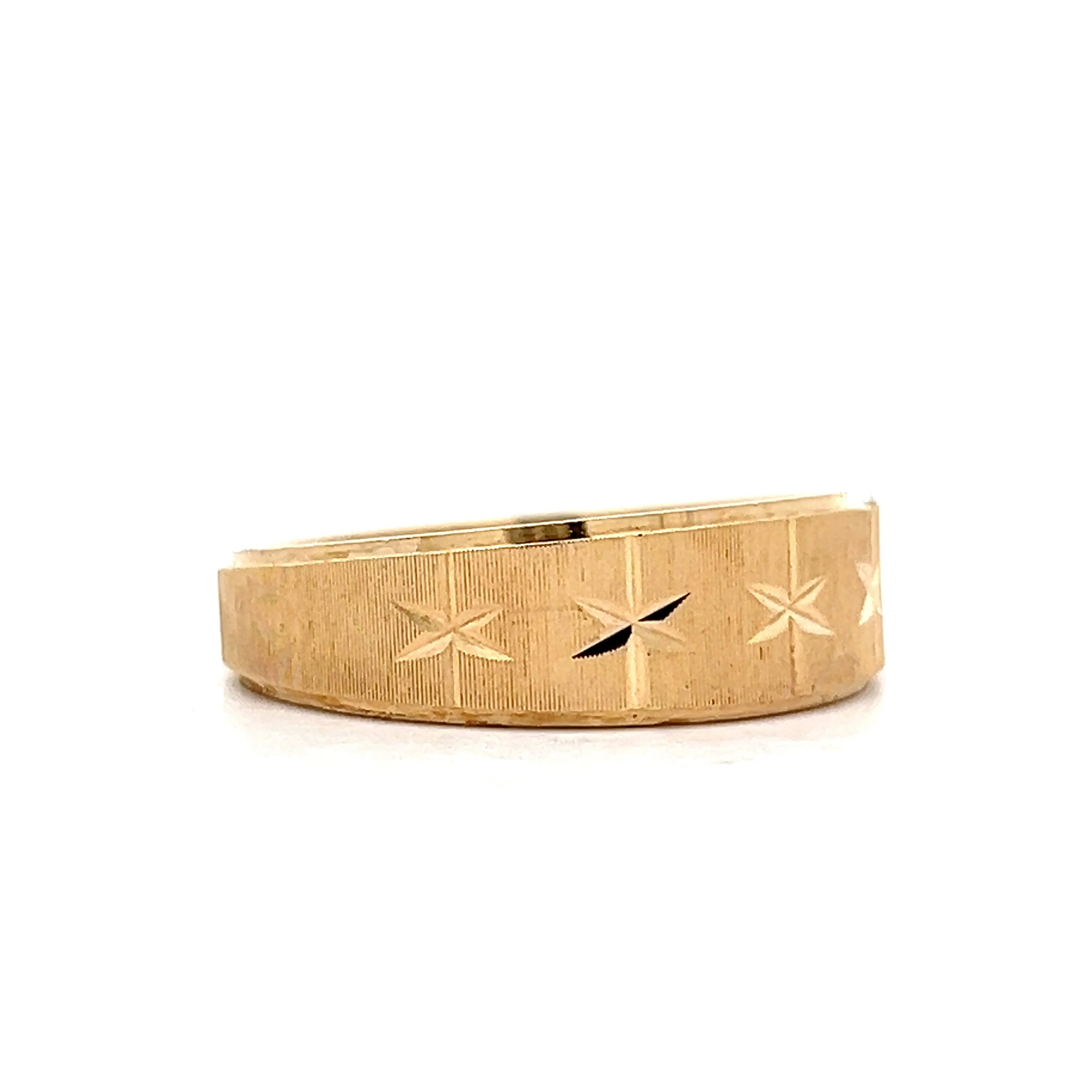 Vintage 1950's Star Wedding Band in 14k Yellow Gold - Image 3