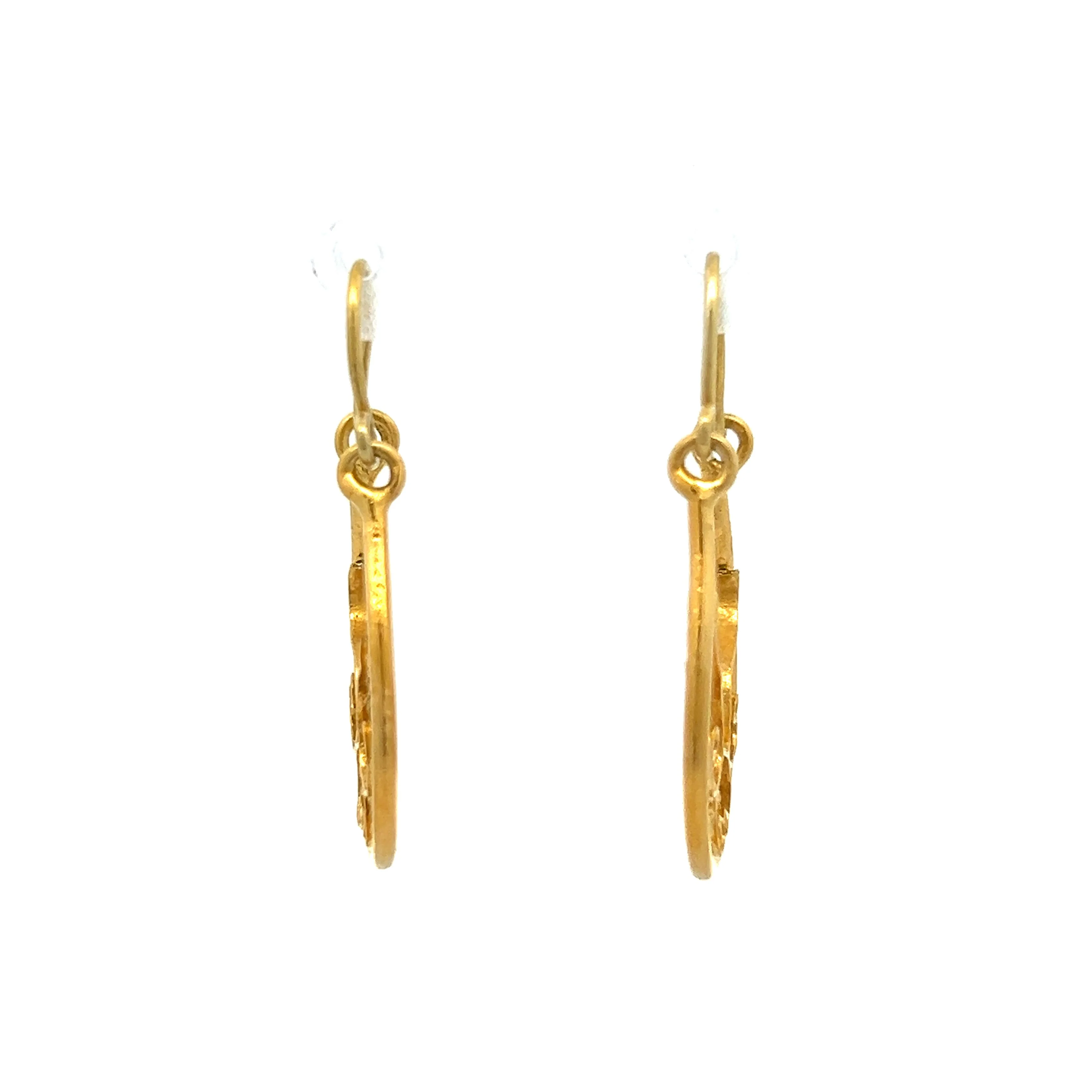 Vintage 1960's Drop Earrings in 18k Yellow Gold