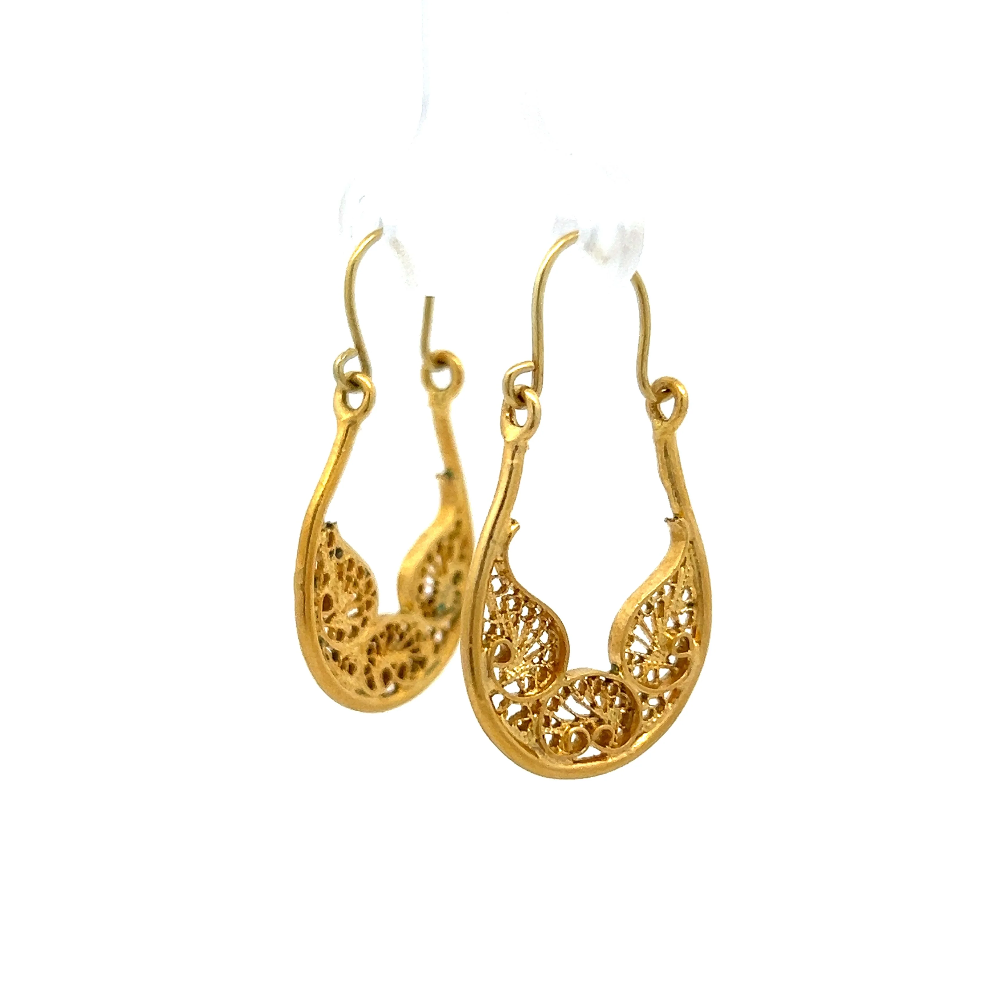 Vintage 1960's Drop Earrings in 18k Yellow Gold - Image 2