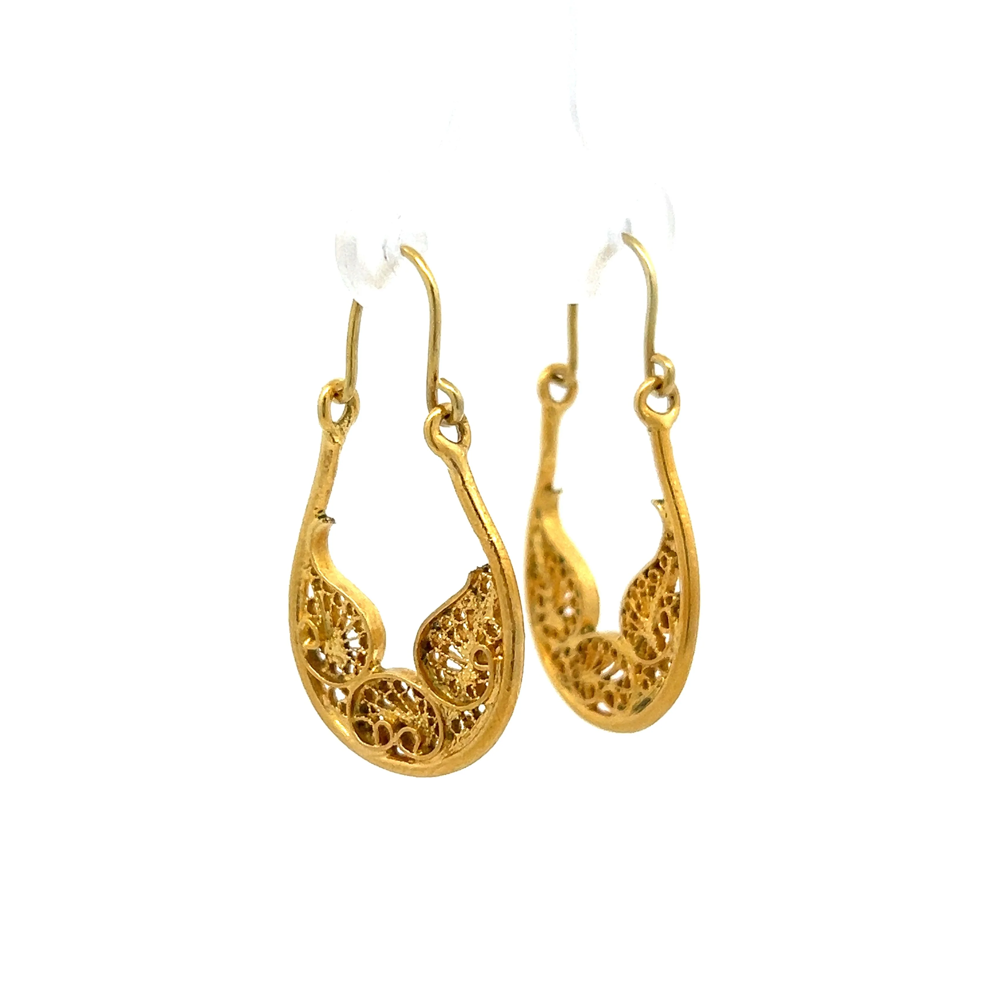 Vintage 1960's Drop Earrings in 18k Yellow Gold - Image 3