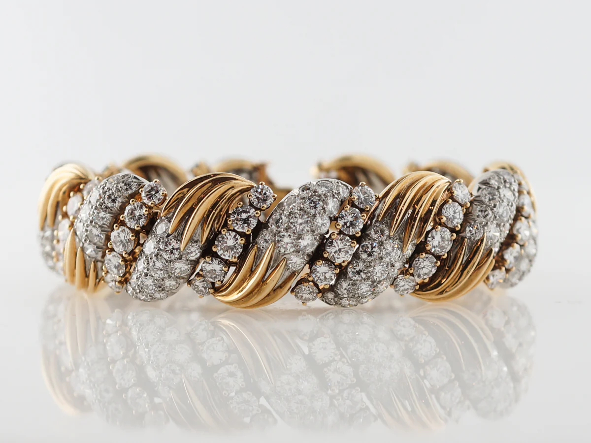 **RTV 9/4/19**Vintage 1960's French Diamond Bracelet in Yellow Gold & Platinum