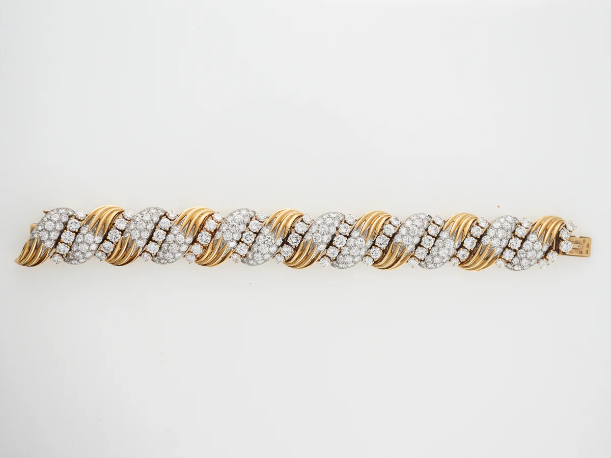 **RTV 9/4/19**Vintage 1960's French Diamond Bracelet in Yellow Gold & Platinum - Image 3