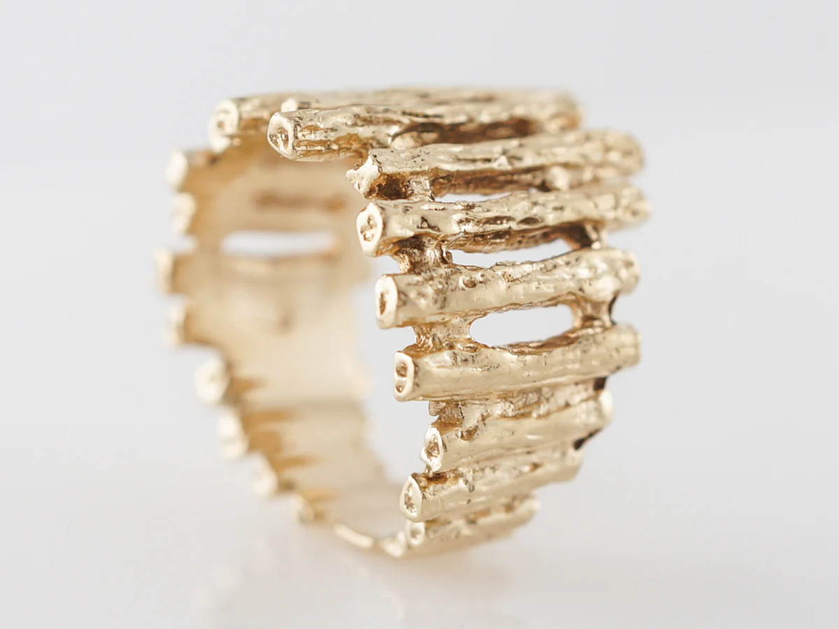 Vintage 1960's Mid Century Bark Ring - Image 5