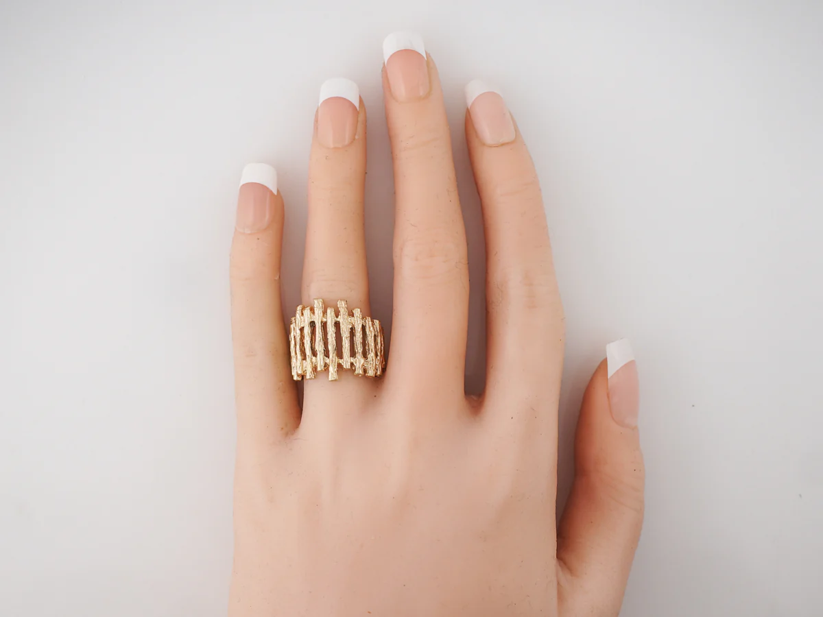 Vintage 1960's Mid Century Bark Ring - Image 6