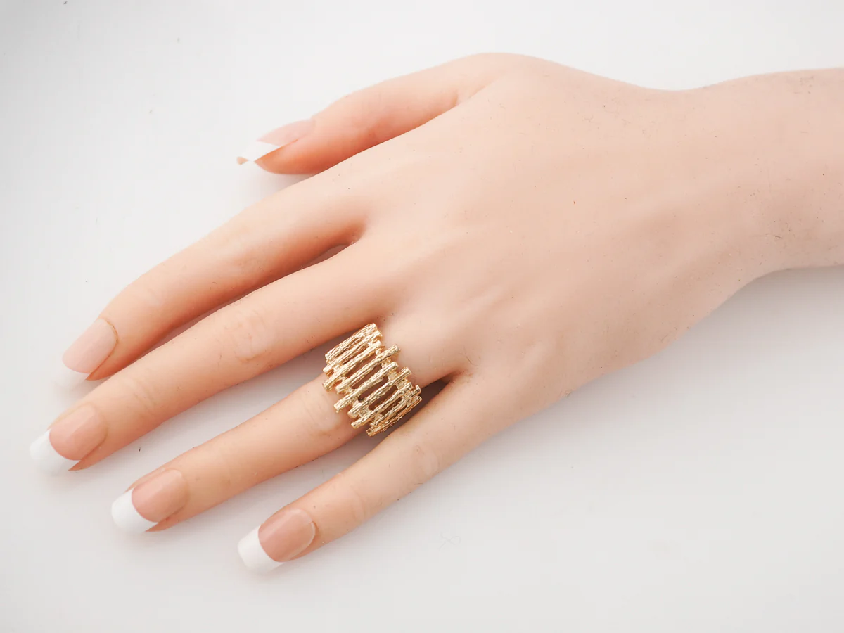 Vintage 1960's Mid Century Bark Ring - Image 7
