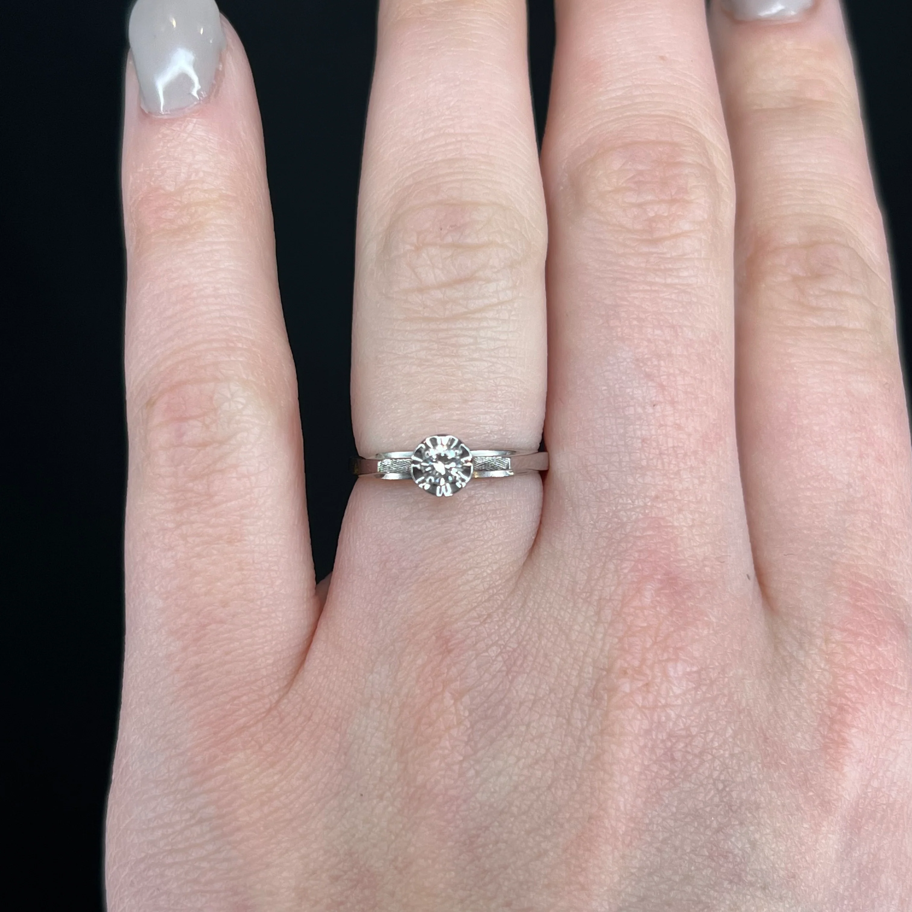 Vintage 1960's Solitaire Diamond Engagement Ring in 14k - Image 6