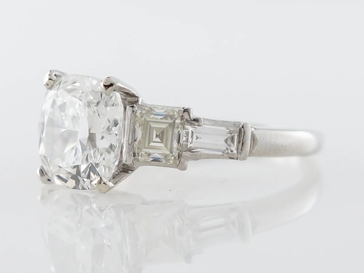 Vintage 2 Carat Cushion Cut Diamond Engagement Ring - Image 2