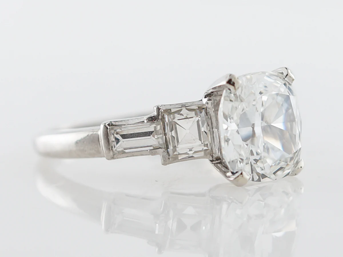 Vintage 2 Carat Cushion Cut Diamond Engagement Ring - Image 3