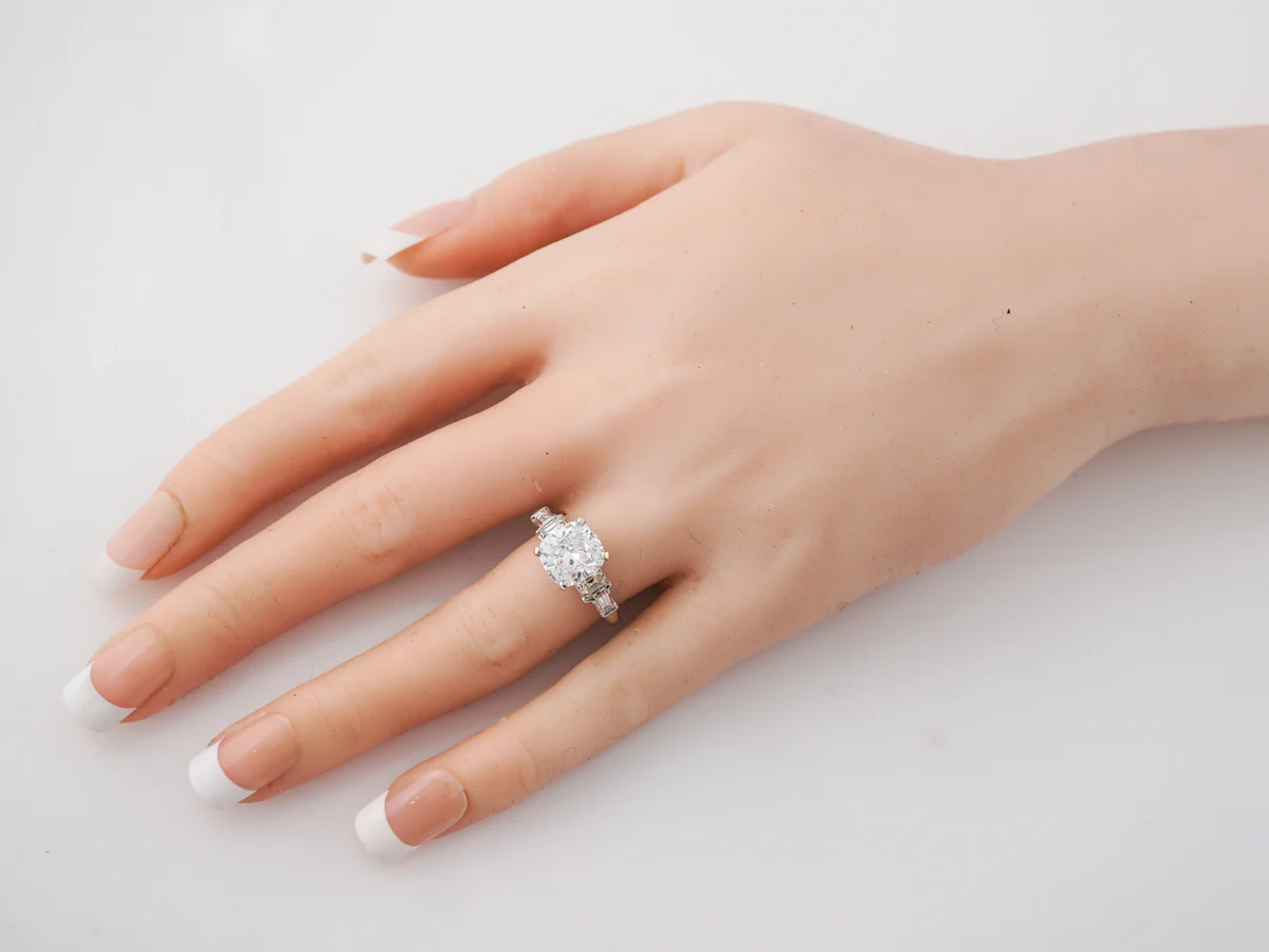 Vintage 2 Carat Cushion Cut Diamond Engagement Ring - Image 7