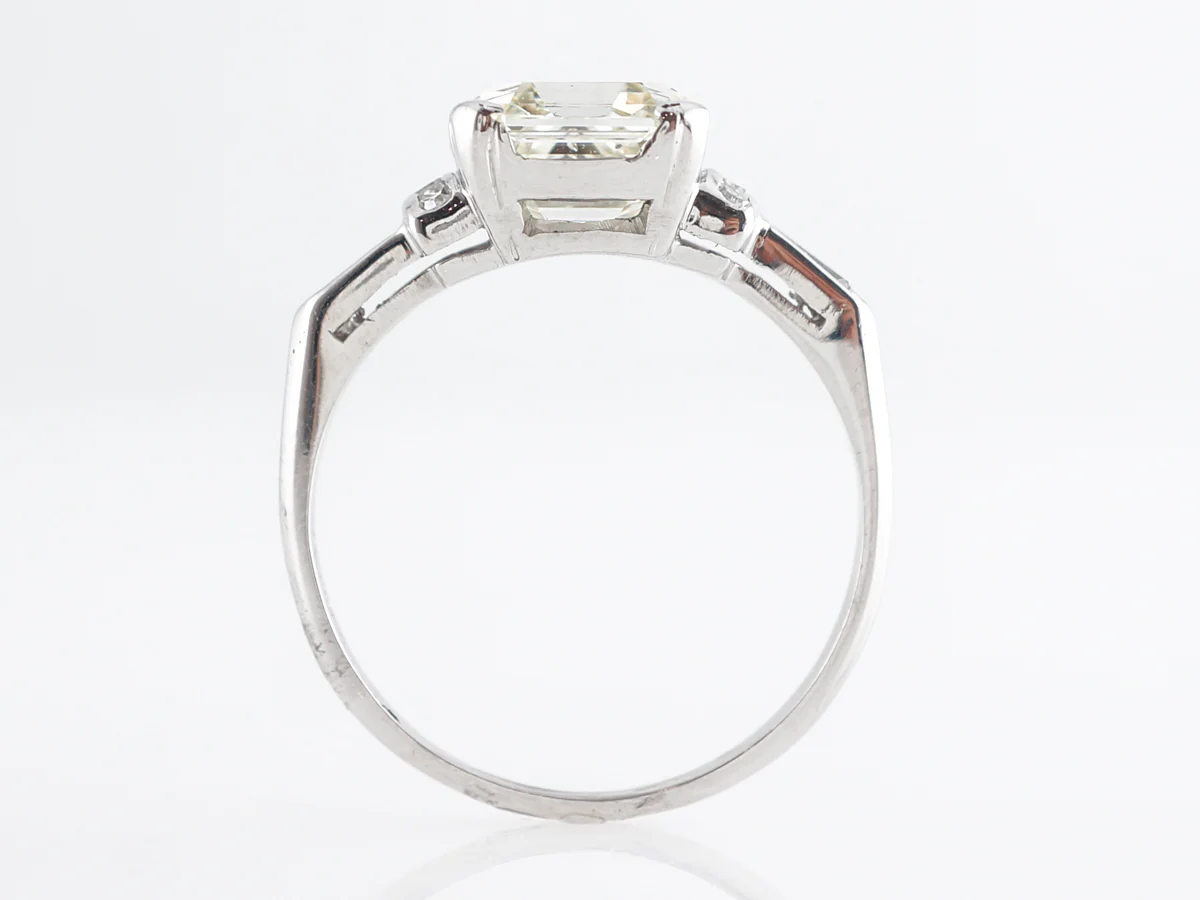 Vintage 3 Carat Asscher Cut Diamond Engagement Ring in Platinum - Image 5