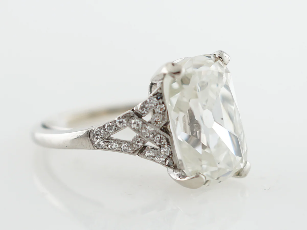 Vintage 5 Carat Cushion Cut Diamond Engagement Ring - Image 3