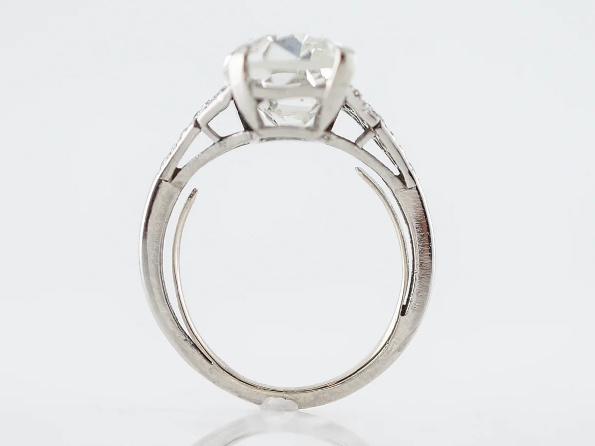 Vintage 5 Carat Cushion Cut Diamond Engagement Ring - Image 4