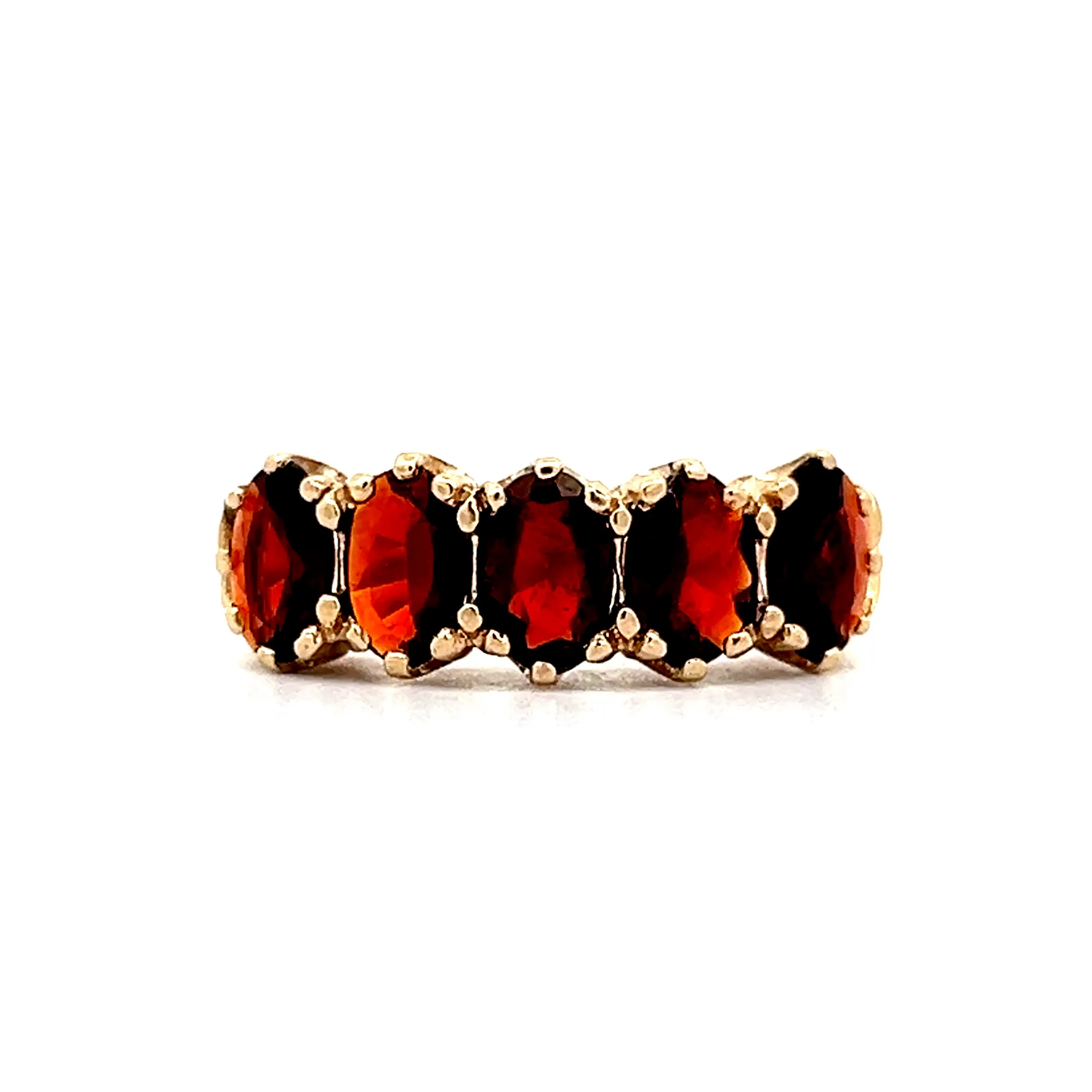 Vintage 5 Stone Garnet Stacking Band in 10k Yellow Gold