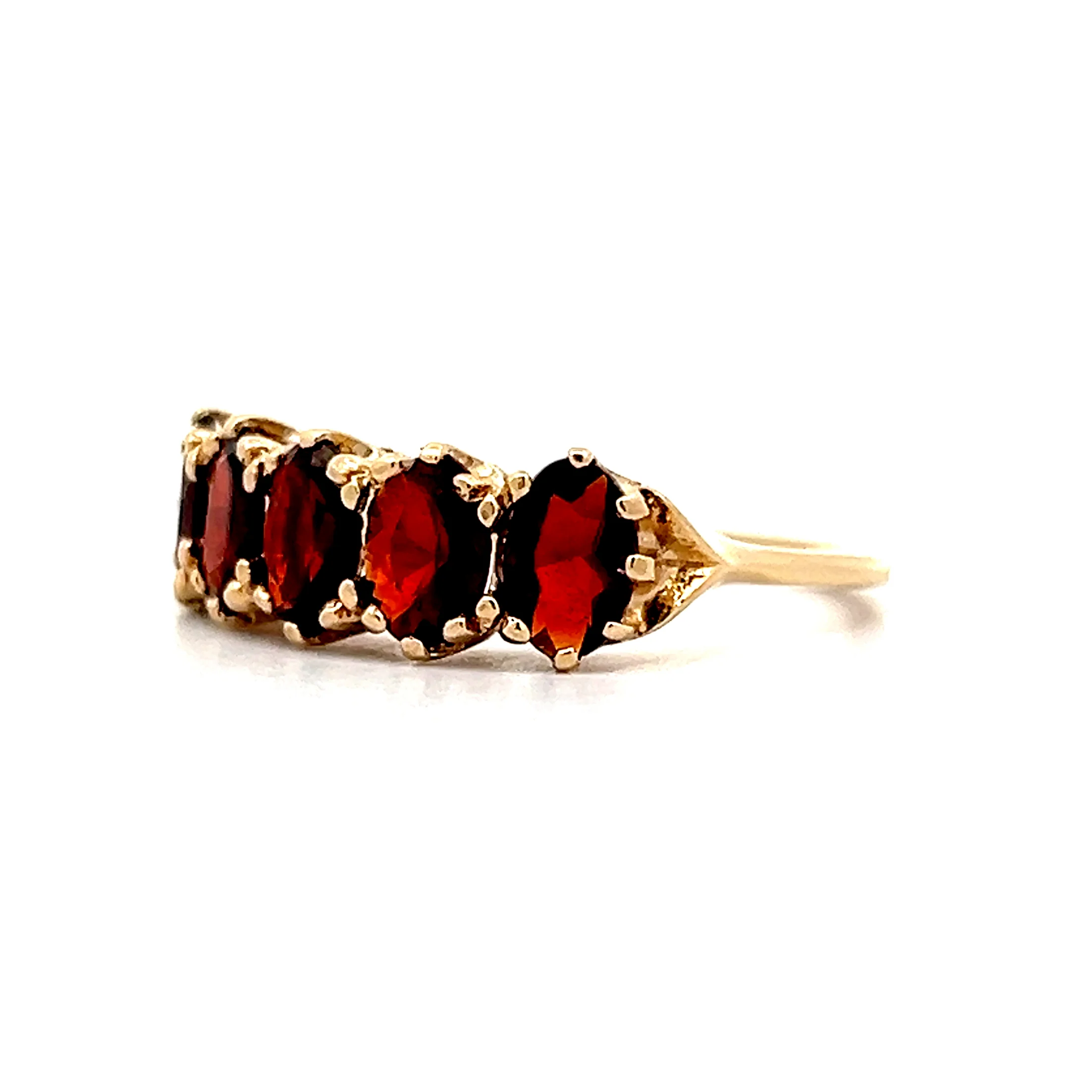 Vintage 5 Stone Garnet Stacking Band in 10k Yellow Gold - Image 2