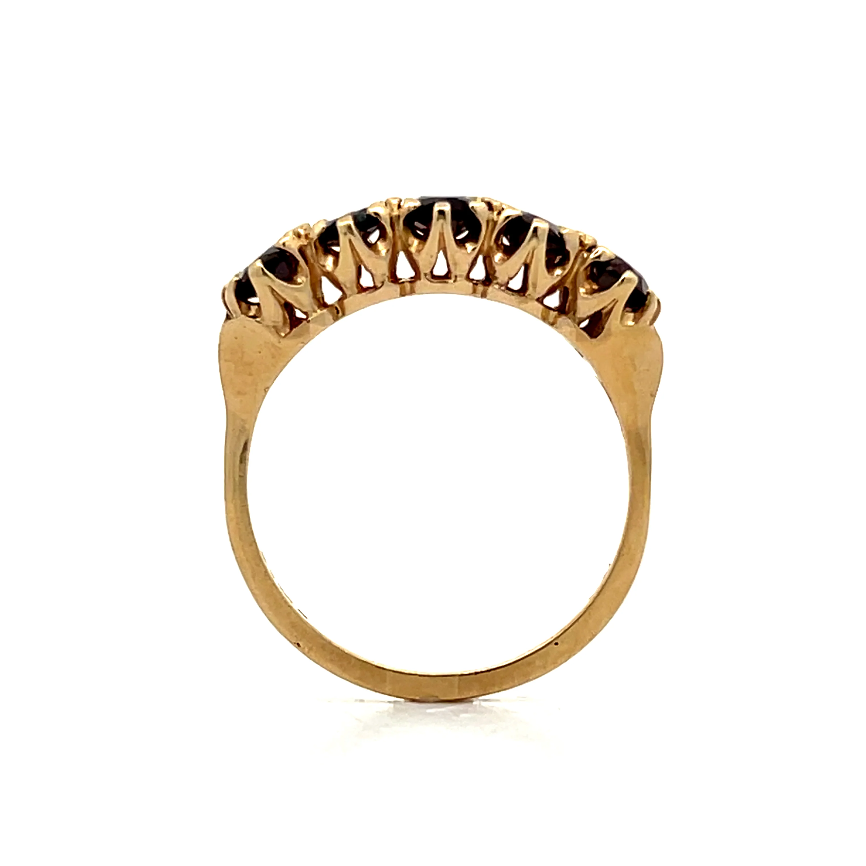 Vintage 5 Stone Garnet Stacking Band in 10k Yellow Gold - Image 4