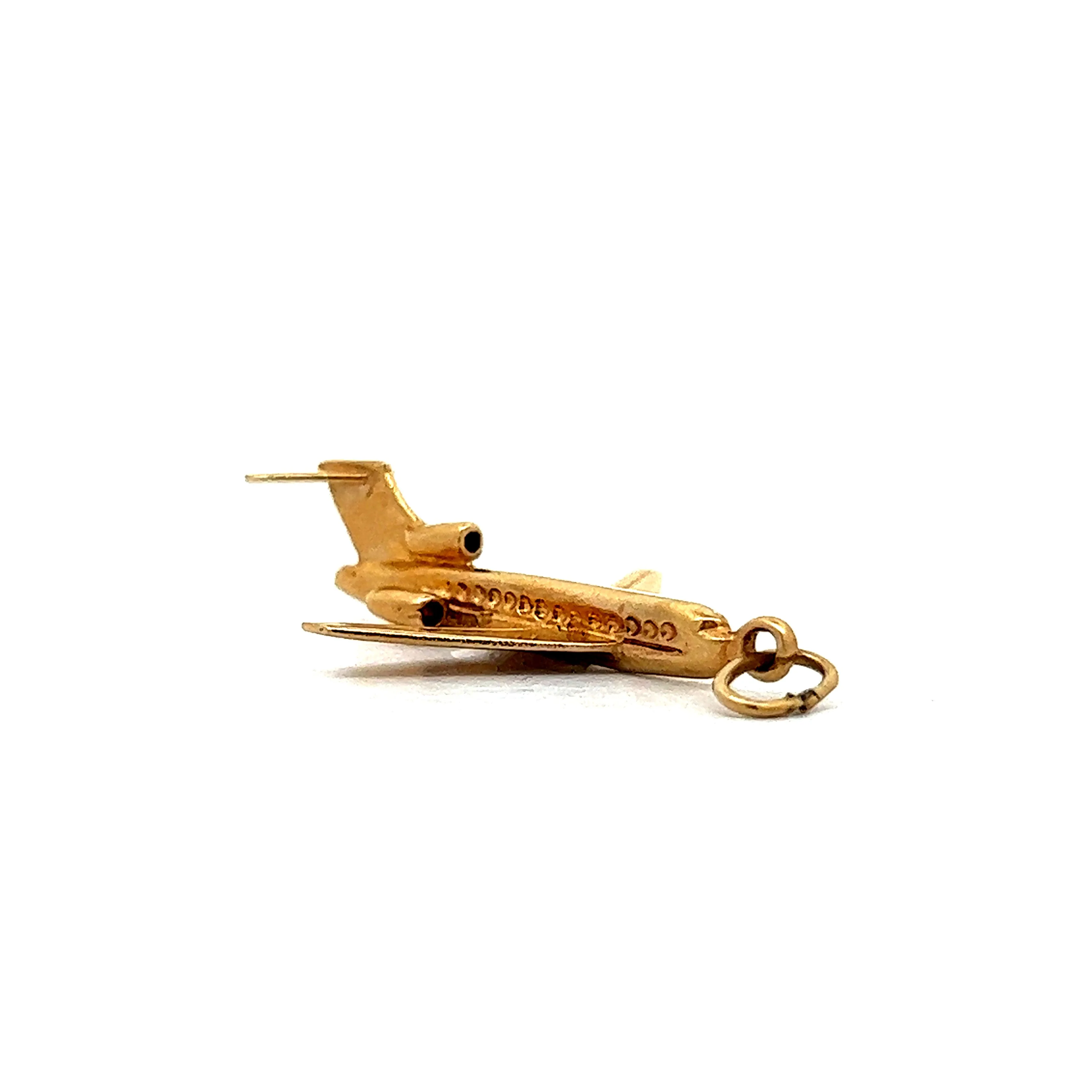 Vintage Airplane Charm in 14k Yellow Gold - Image 3