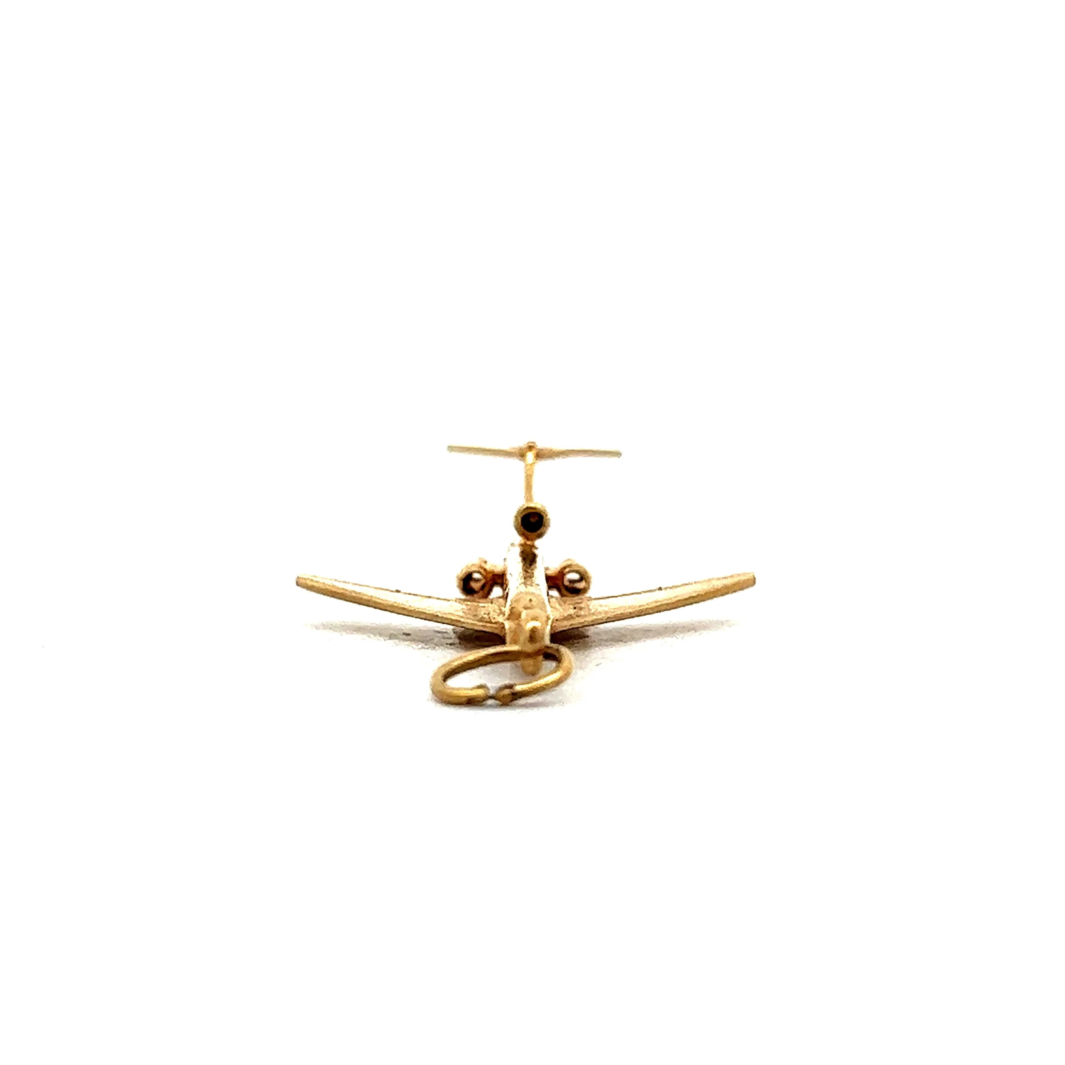 Vintage Airplane Charm in 14k Yellow Gold - Image 4