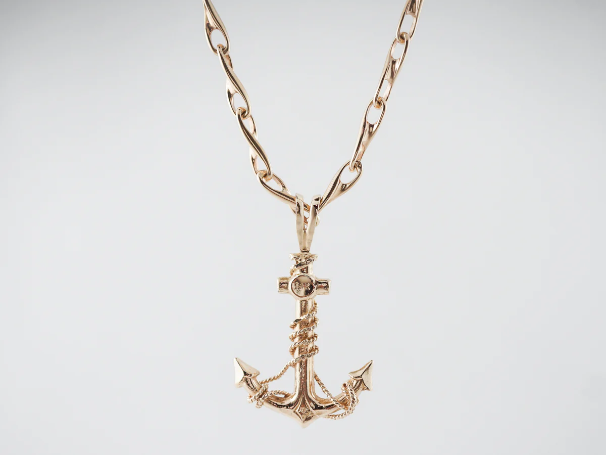Vintage Anchor Necklace Mid Century in 14k Yellow Gold - Image 2