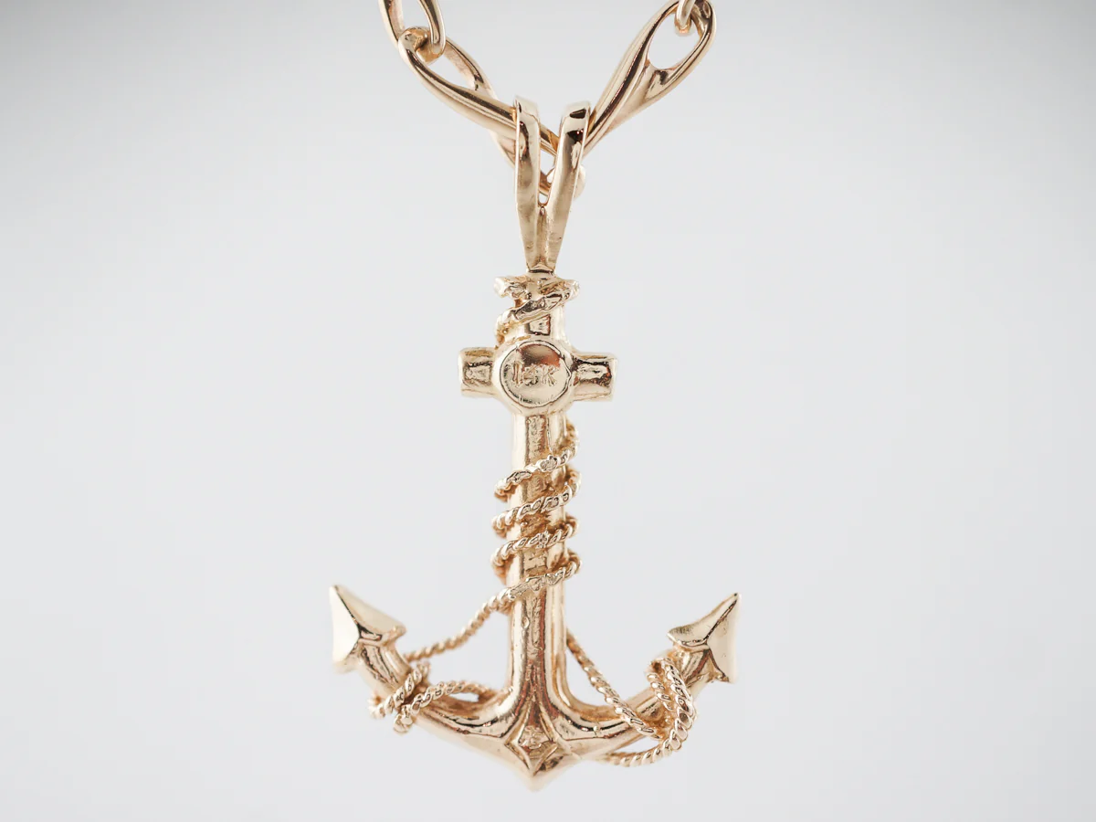 Vintage Anchor Necklace Mid Century in 14k Yellow Gold - Image 3