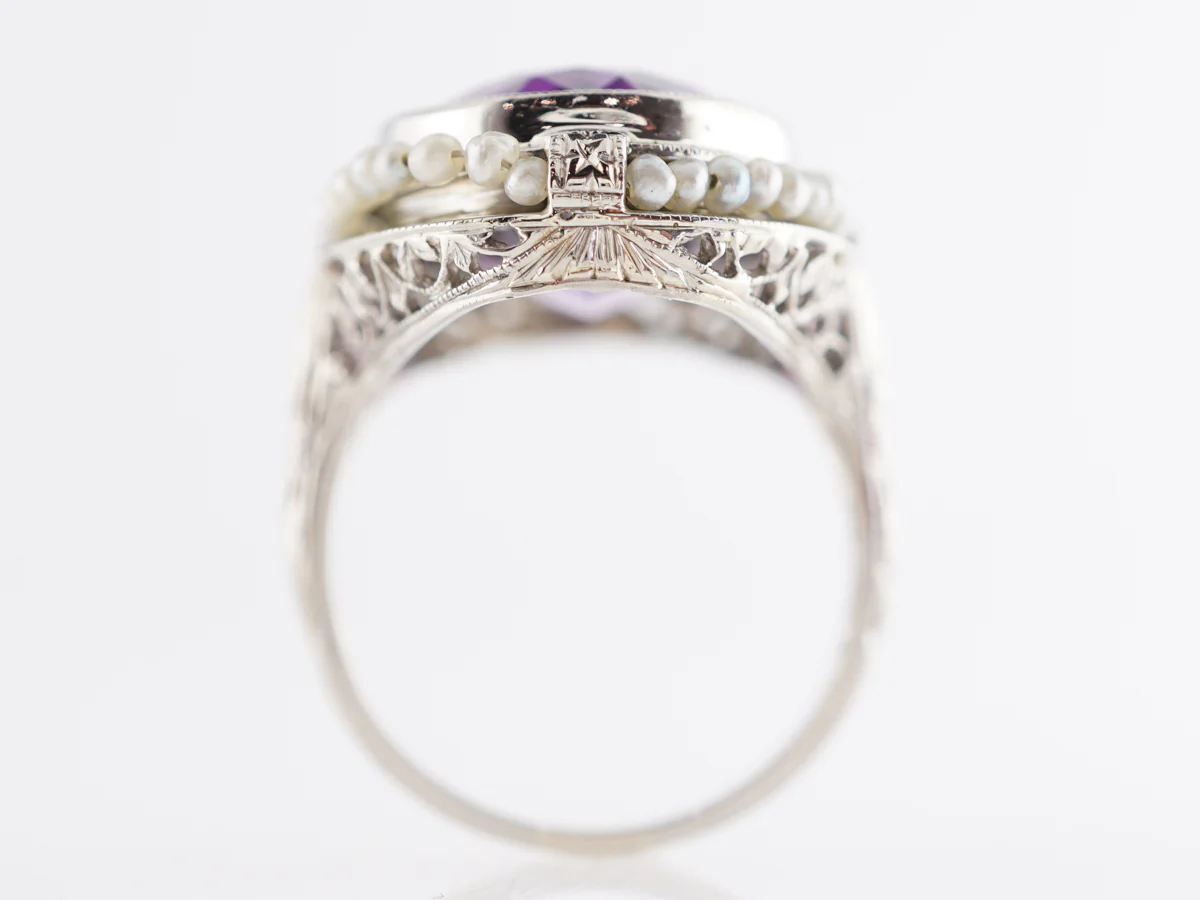 Vintage Art Deco Amethyst Ring in 14k White Gold - Image 4