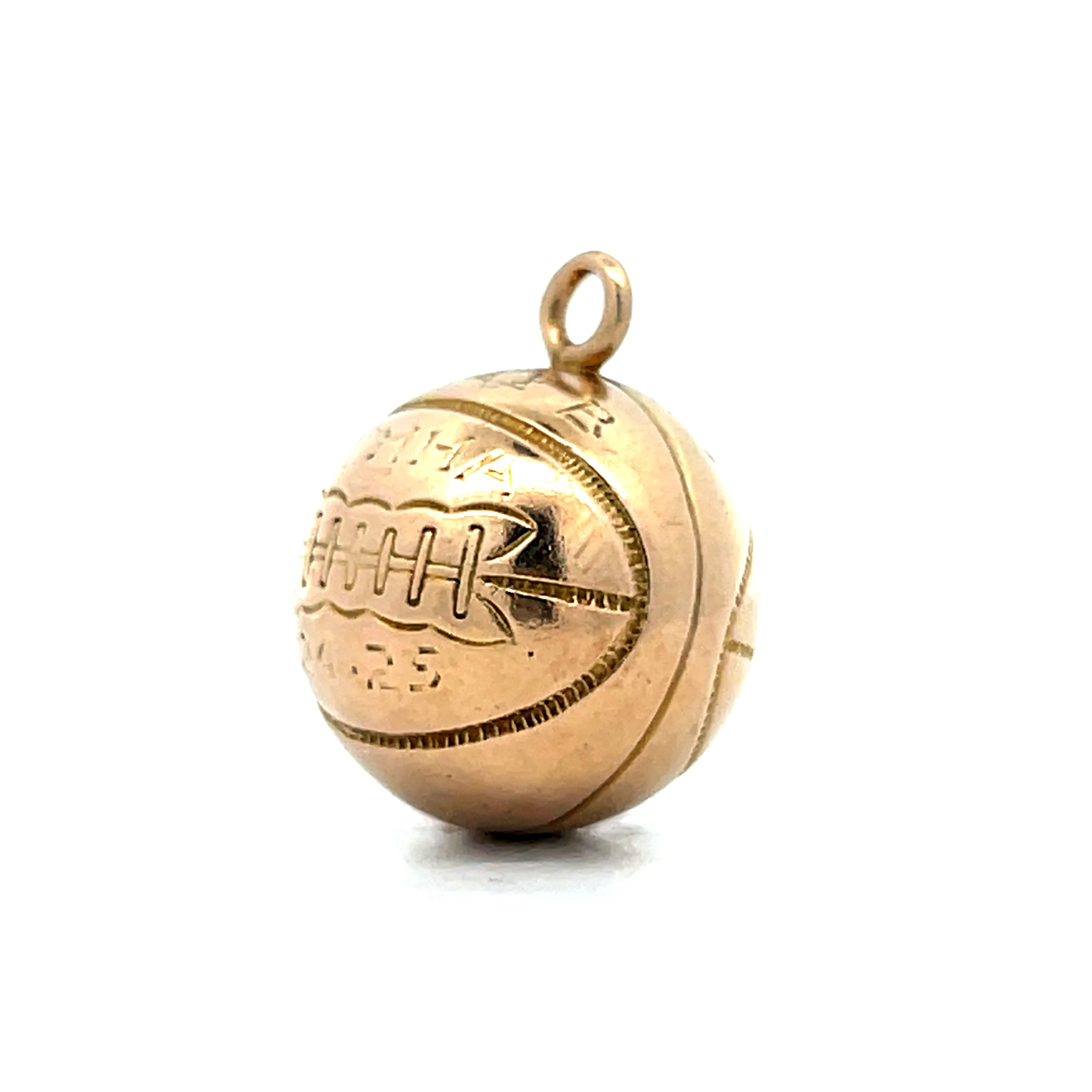 Vintage Art Deco Basketball Charm in 14k - Image 2