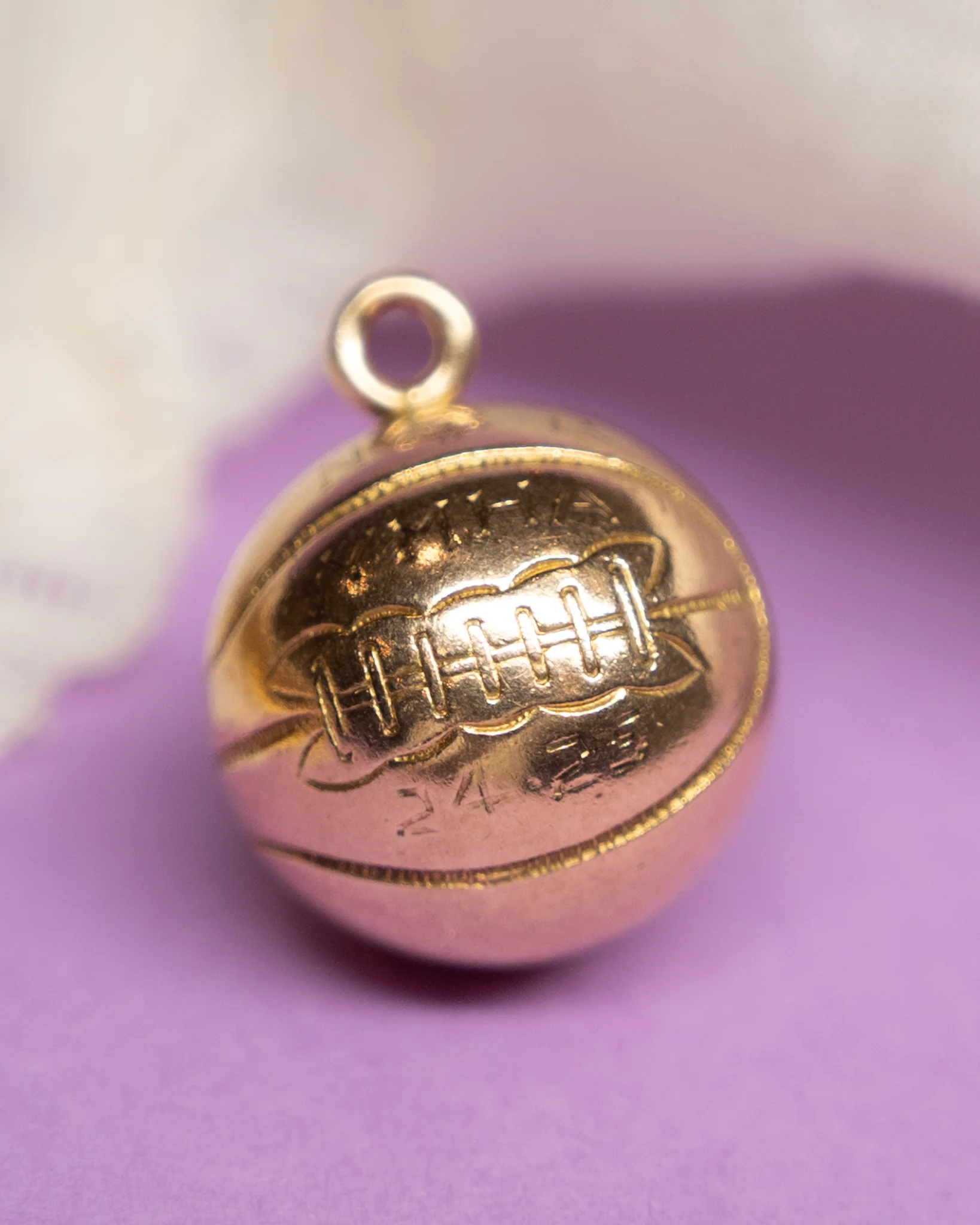 Vintage Art Deco Basketball Charm in 14k - Image 4