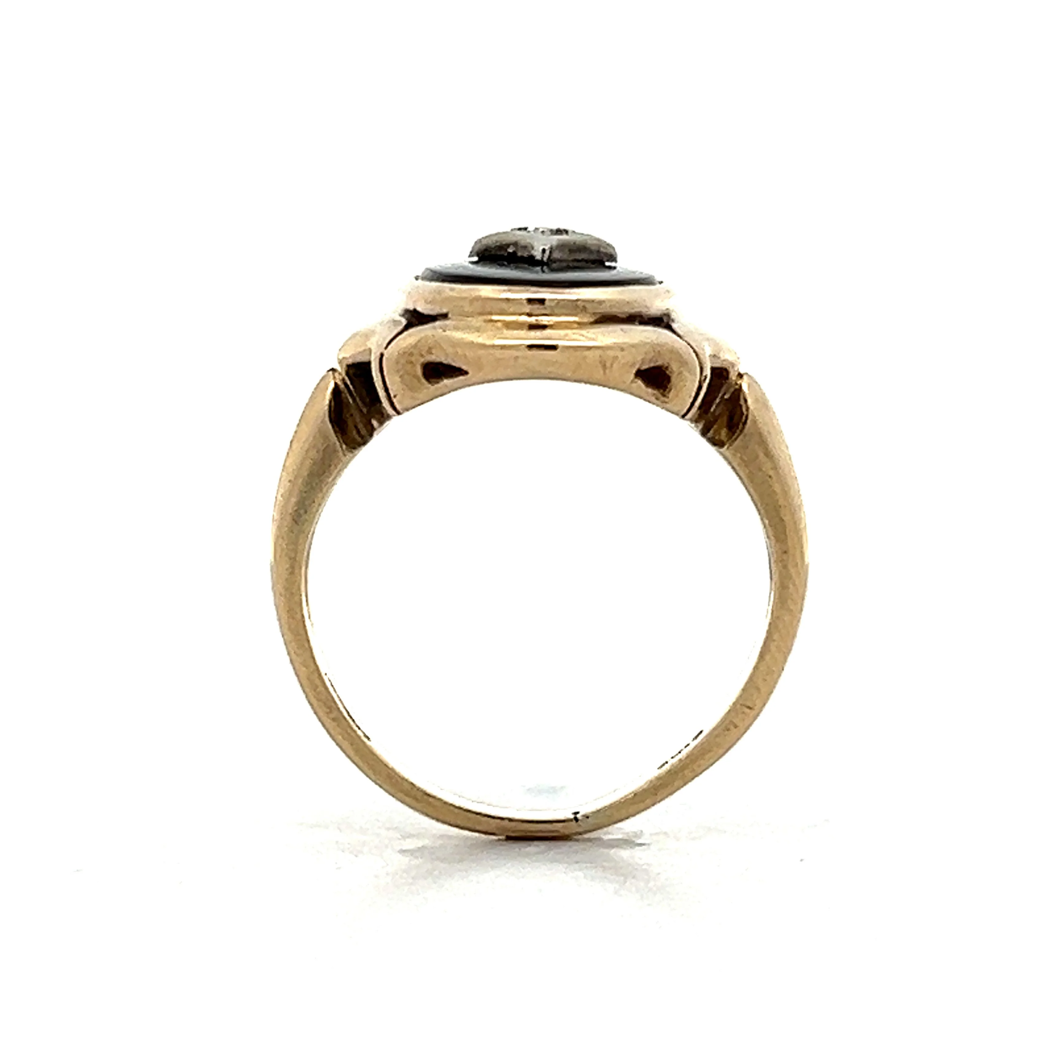 Vintage Art Deco Black Onyx Cocktail Ring in 10k Yellow Gold - Image 4