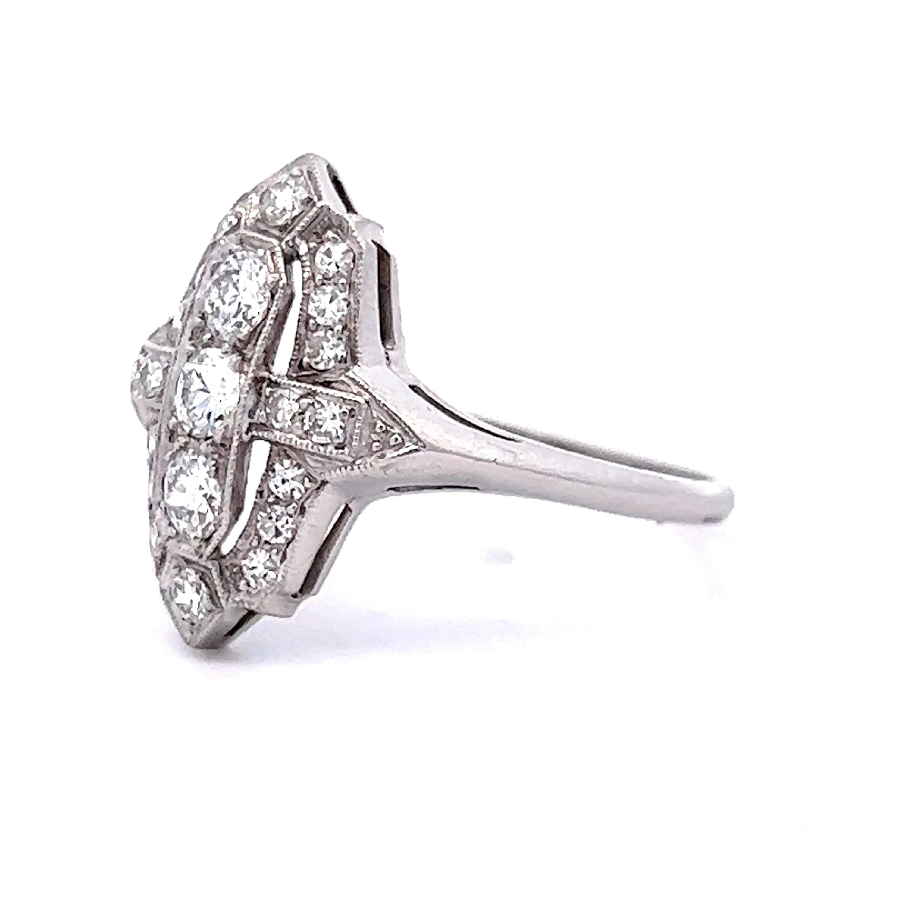 Vintage Art Deco Diamond Cocktail Ring in Platinum - Image 2