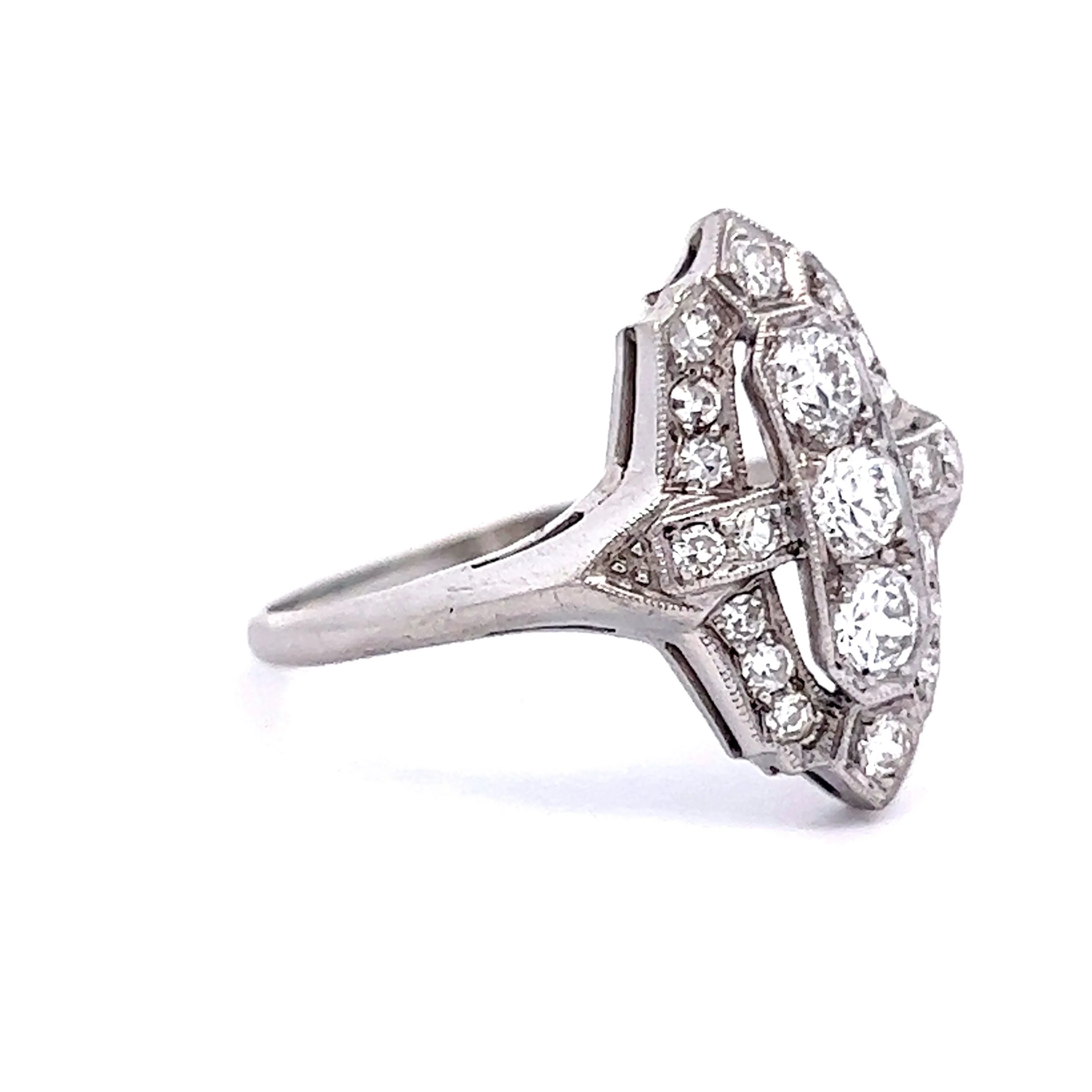Vintage Art Deco Diamond Cocktail Ring in Platinum - Image 3