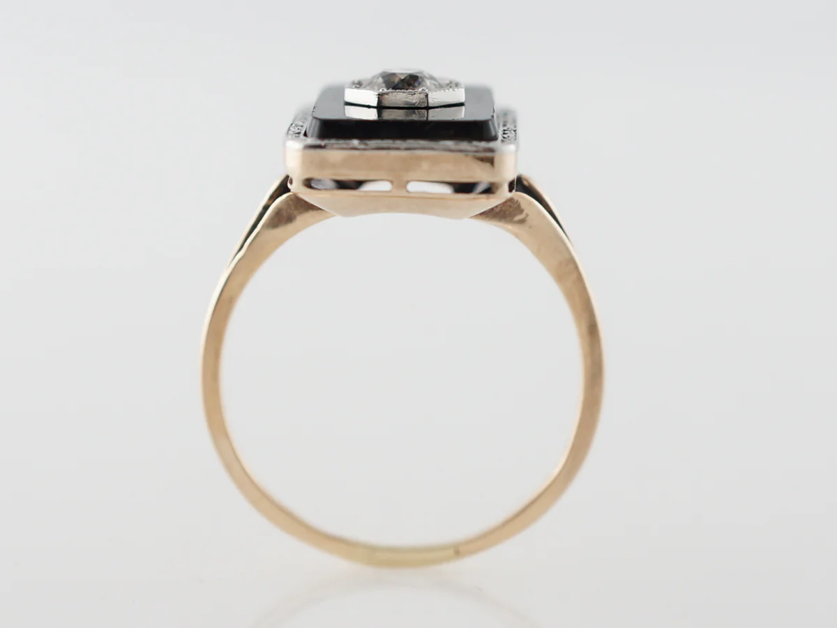 Vintage Art Deco Diamond & Onyx Right Hand Ring - Image 4