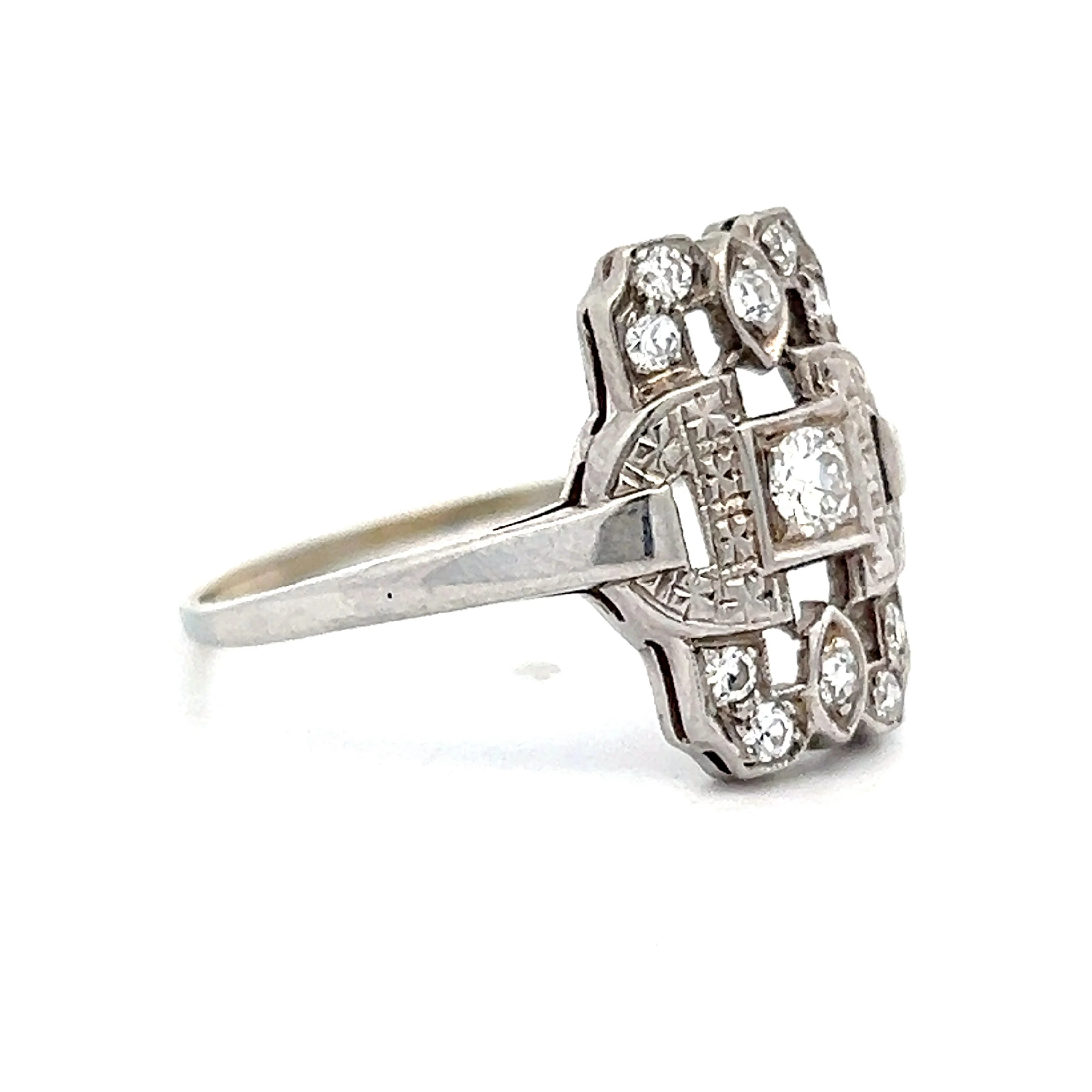 Vintage Art Deco Diamond Orange Blossom Ring in 18k - Image 3