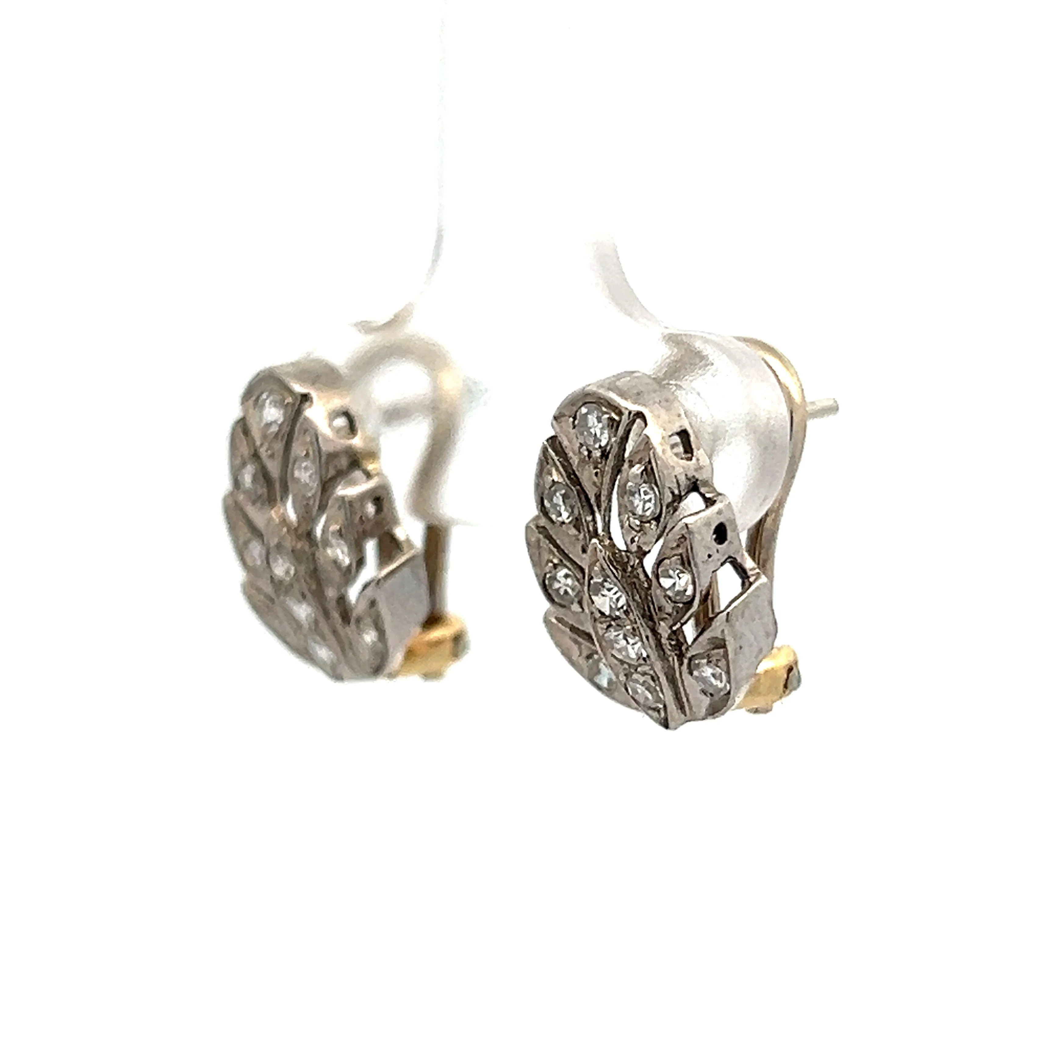Vintage Art Deco Diamond Stud Earrings in 14k White Gold - Image 2