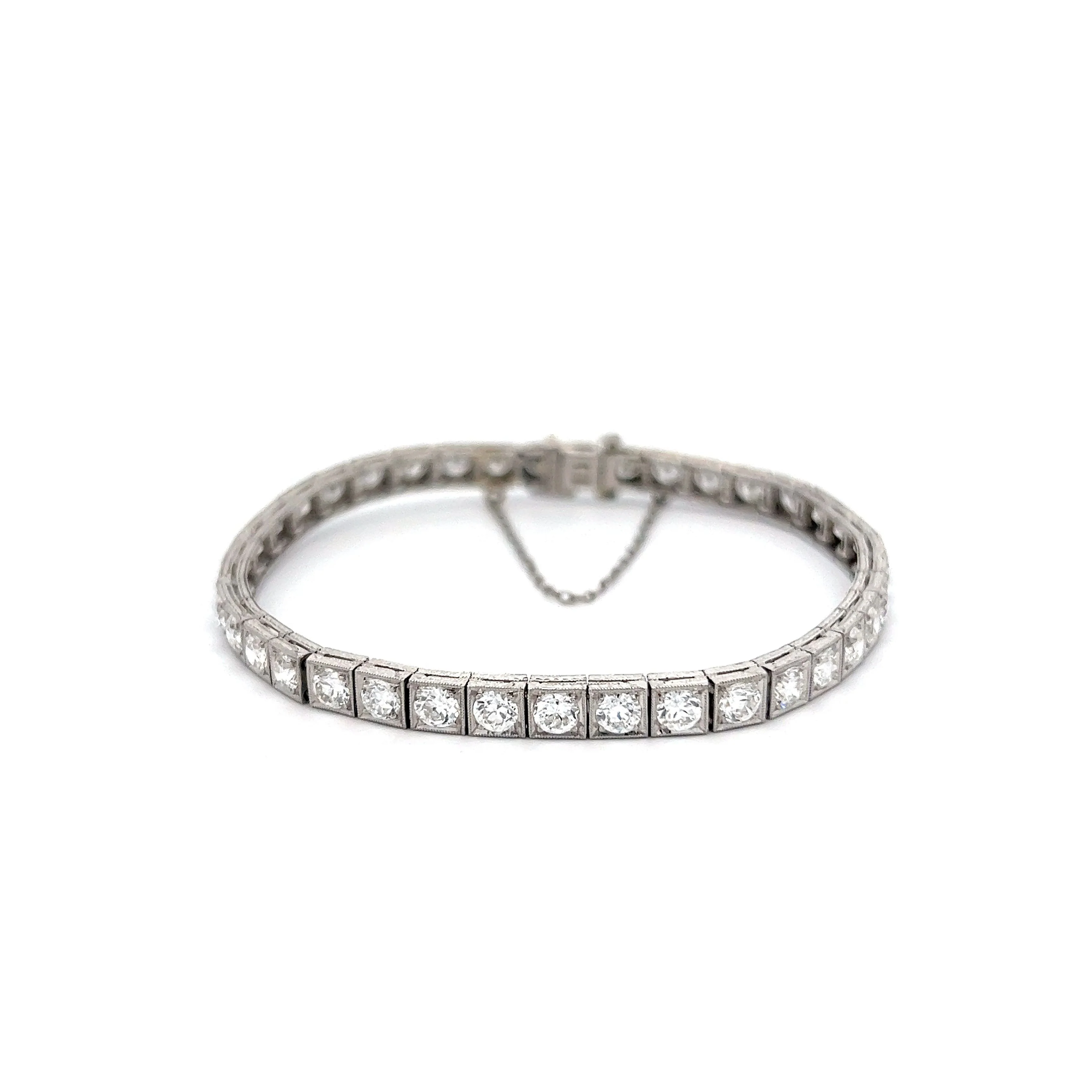 Vintage Art Deco Diamond Tennis Bracelet in Platinum