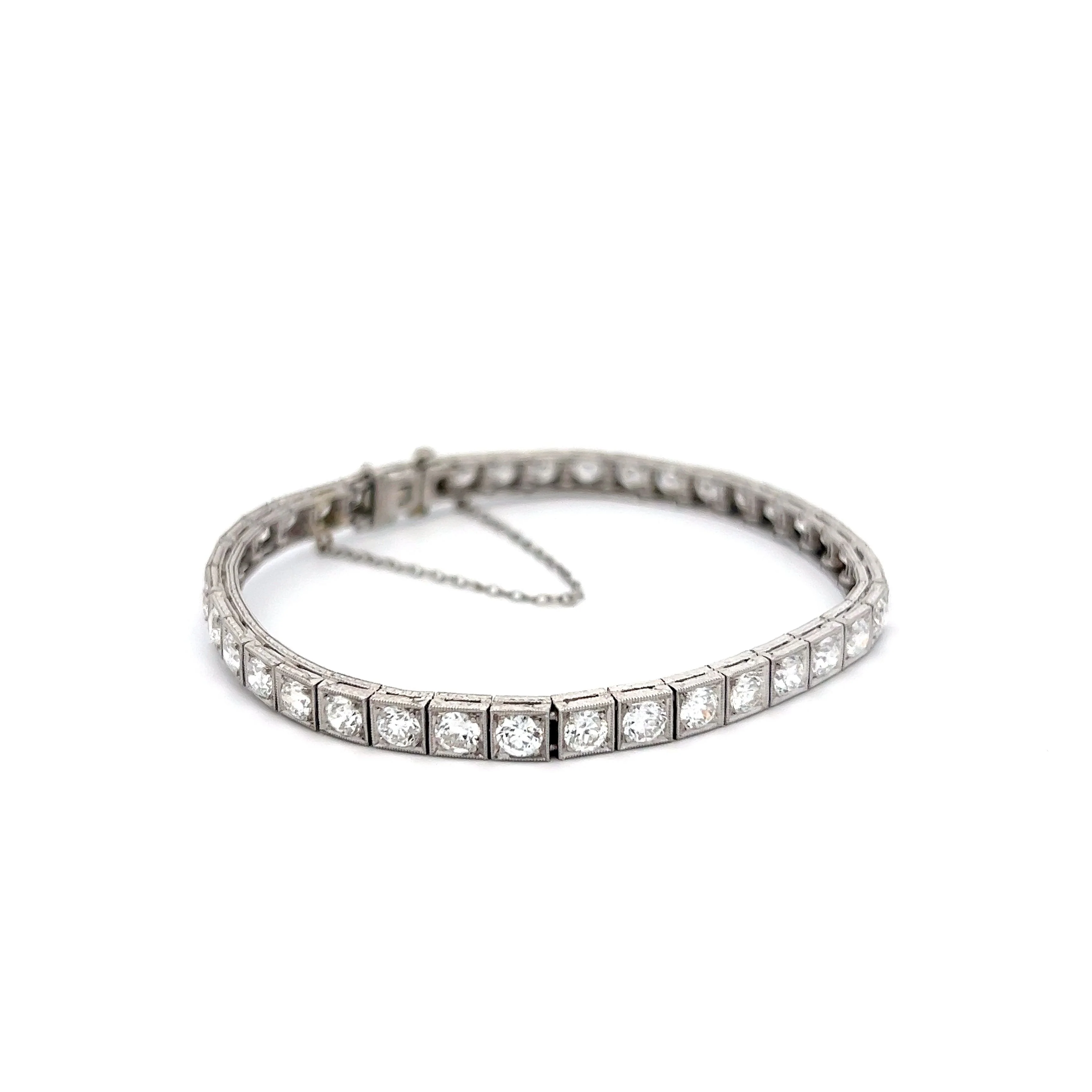 Vintage Art Deco Diamond Tennis Bracelet in Platinum - Image 3