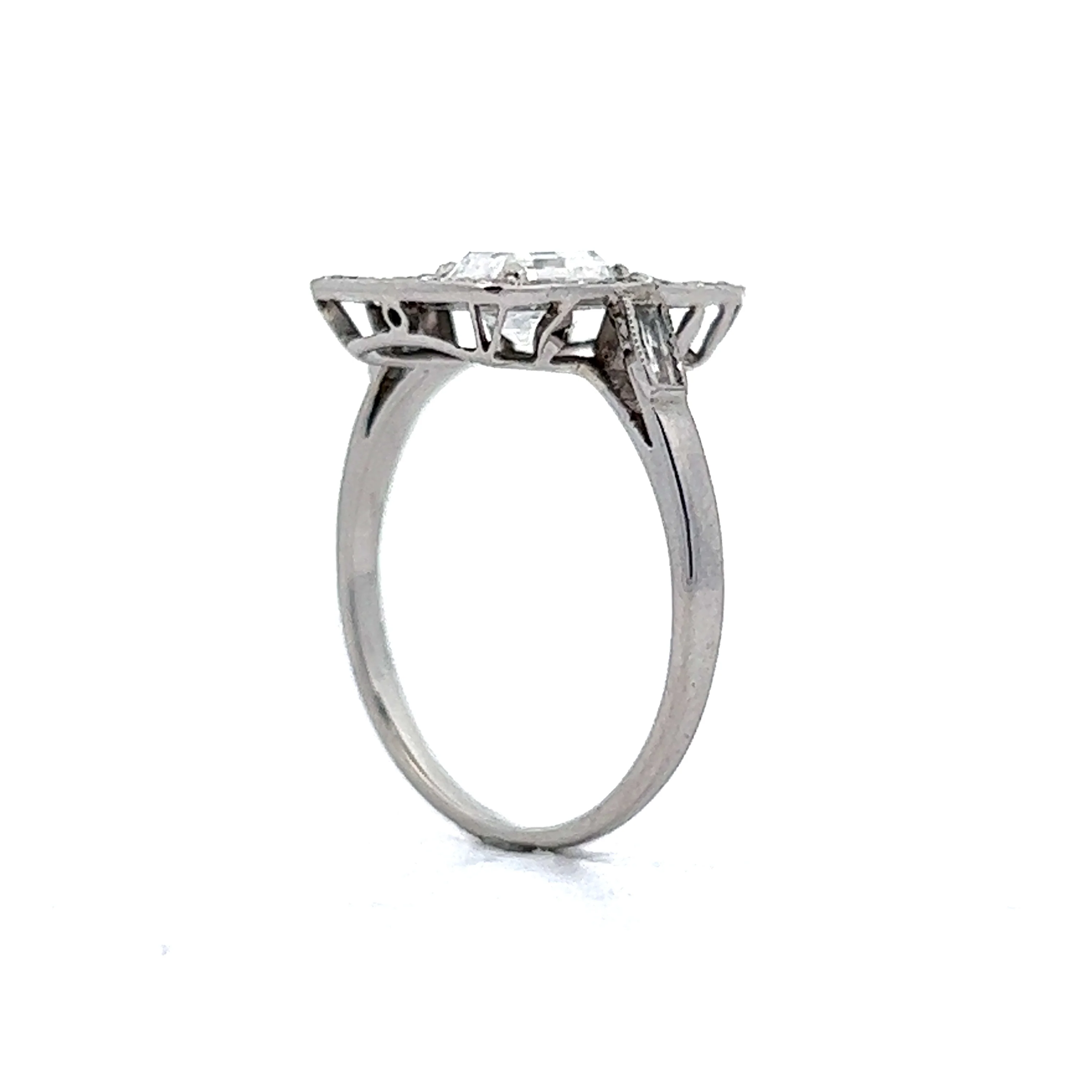 Vintage Art Deco Emerald Cut Cocktail Ring in Platinum - Image 5
