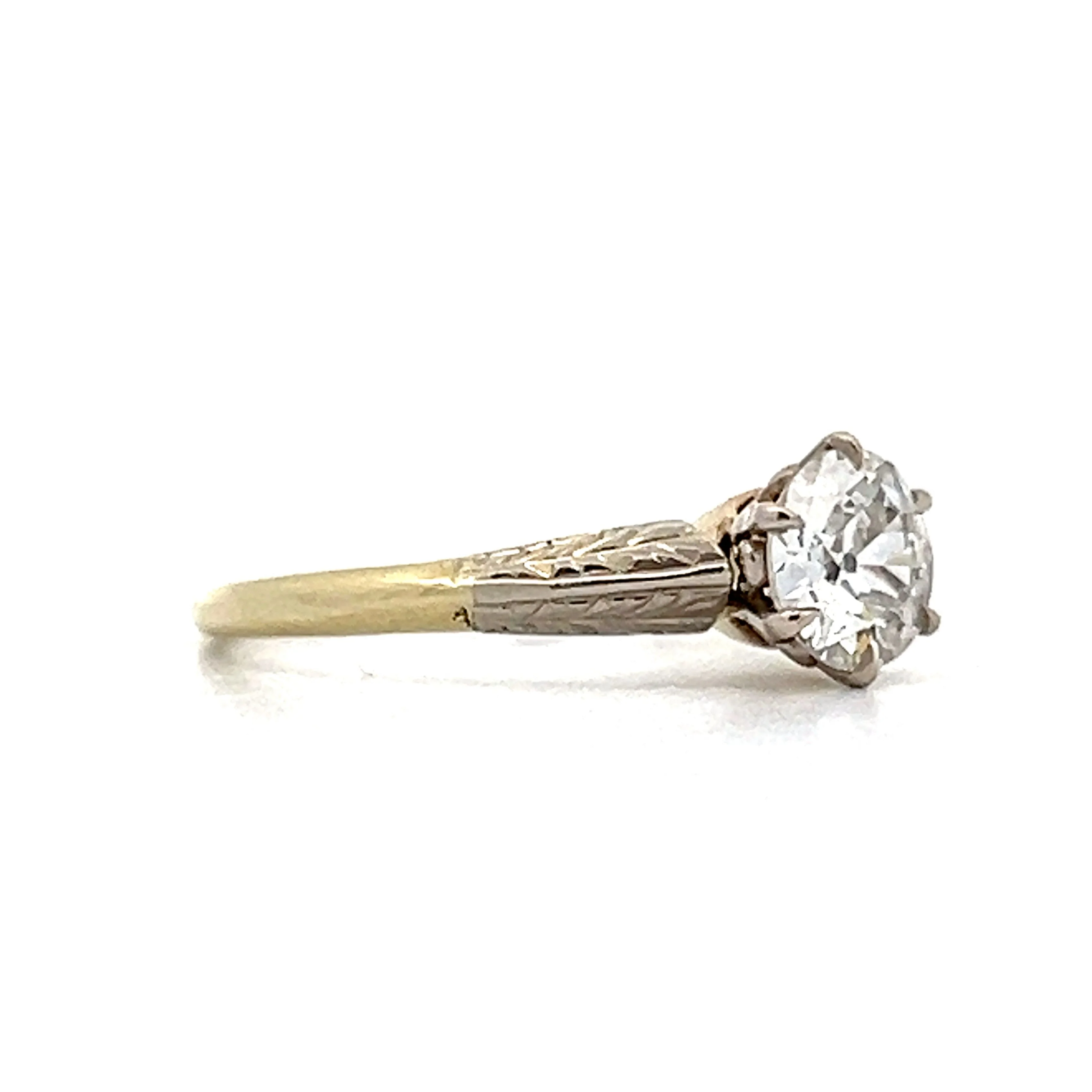 Vintage Art Deco Engraved Solitaire Engagement Ring in 14k - Image 3