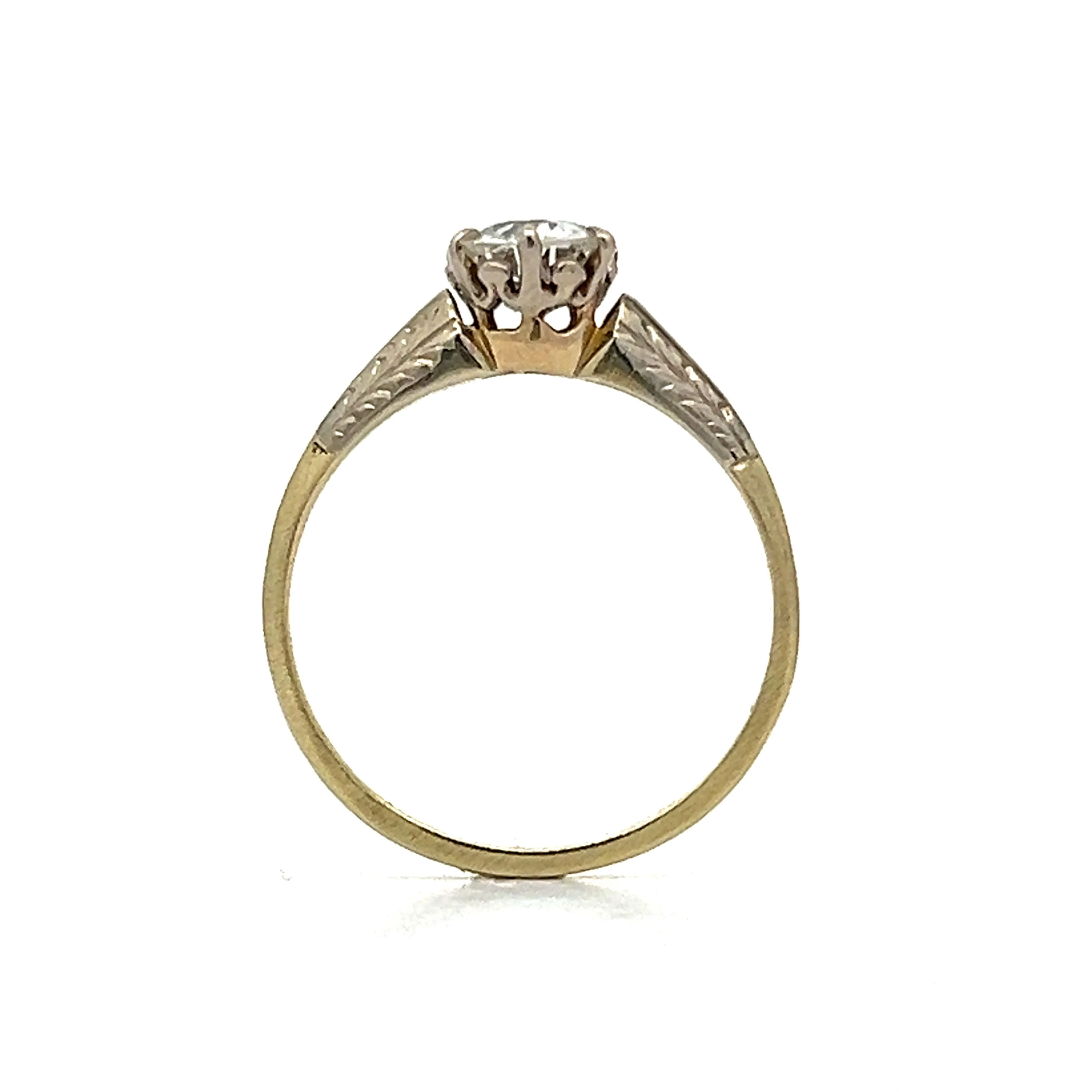Vintage Art Deco Engraved Solitaire Engagement Ring in 14k - Image 4