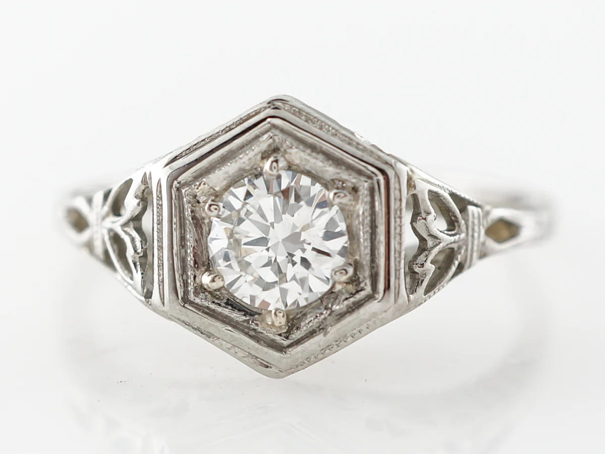 Vintage Art Deco Filigree Diamond Engagement Ring